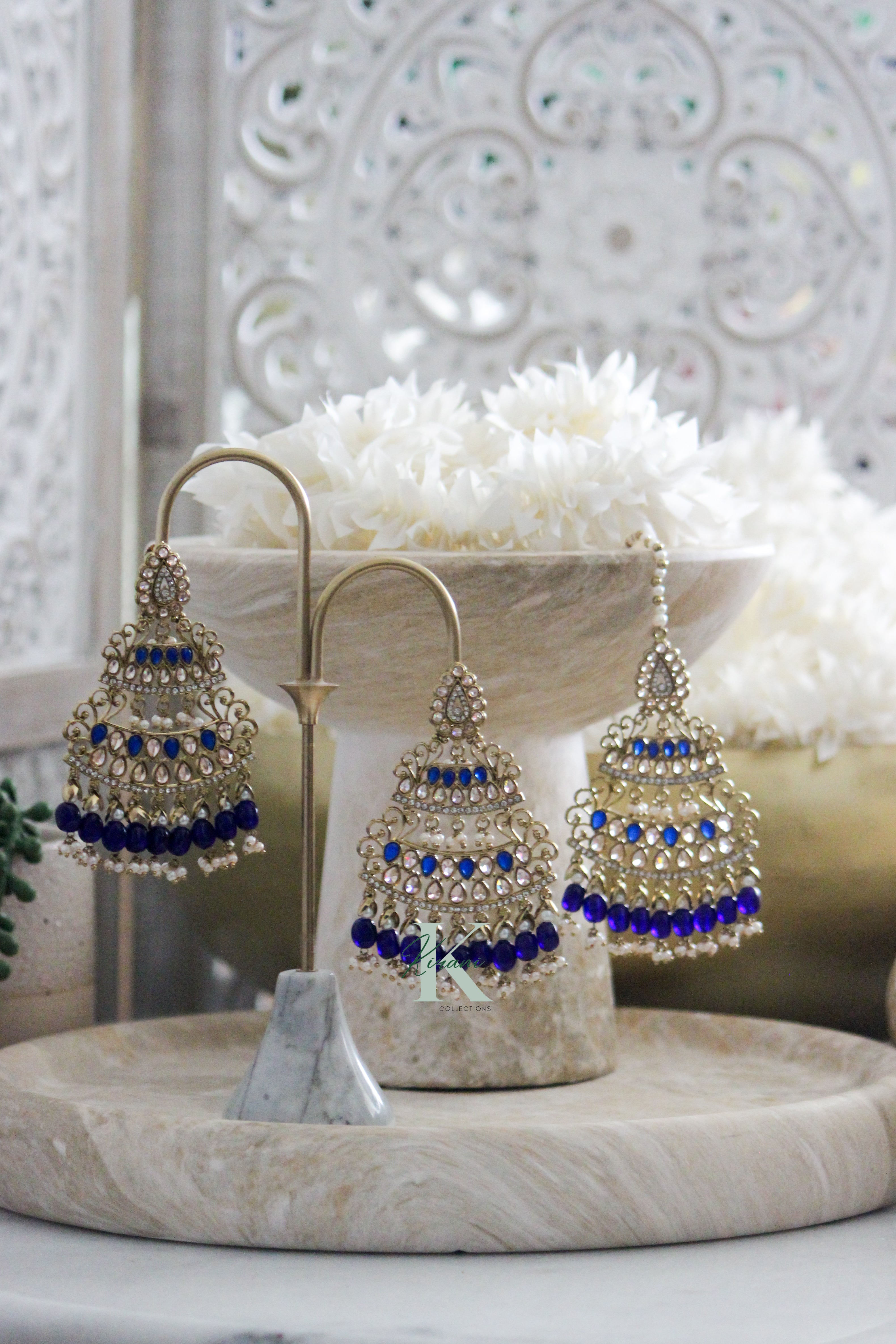 TINA Royal Blue Earrings and Mangtika