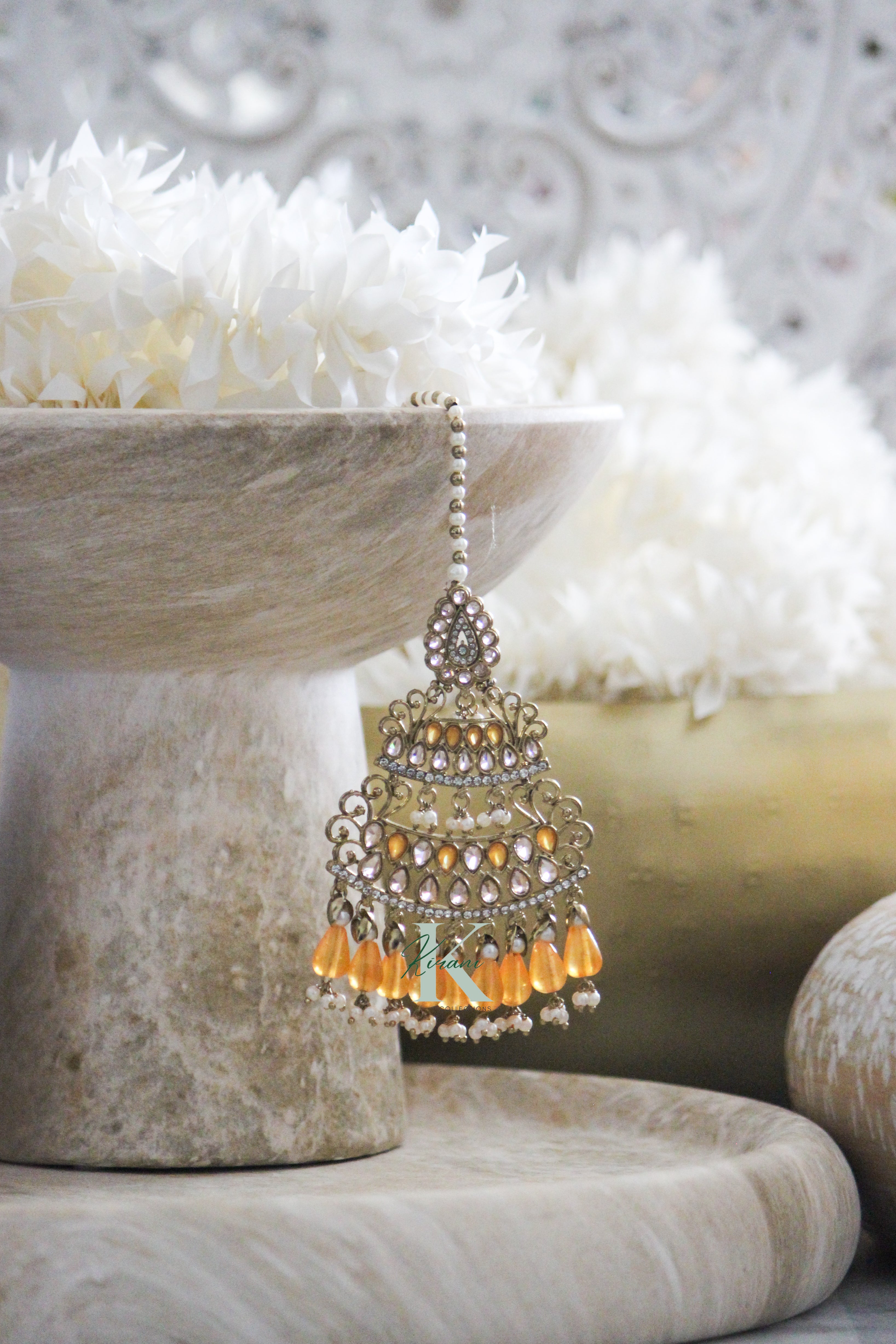 TINA Orange Earrings and Mangtika