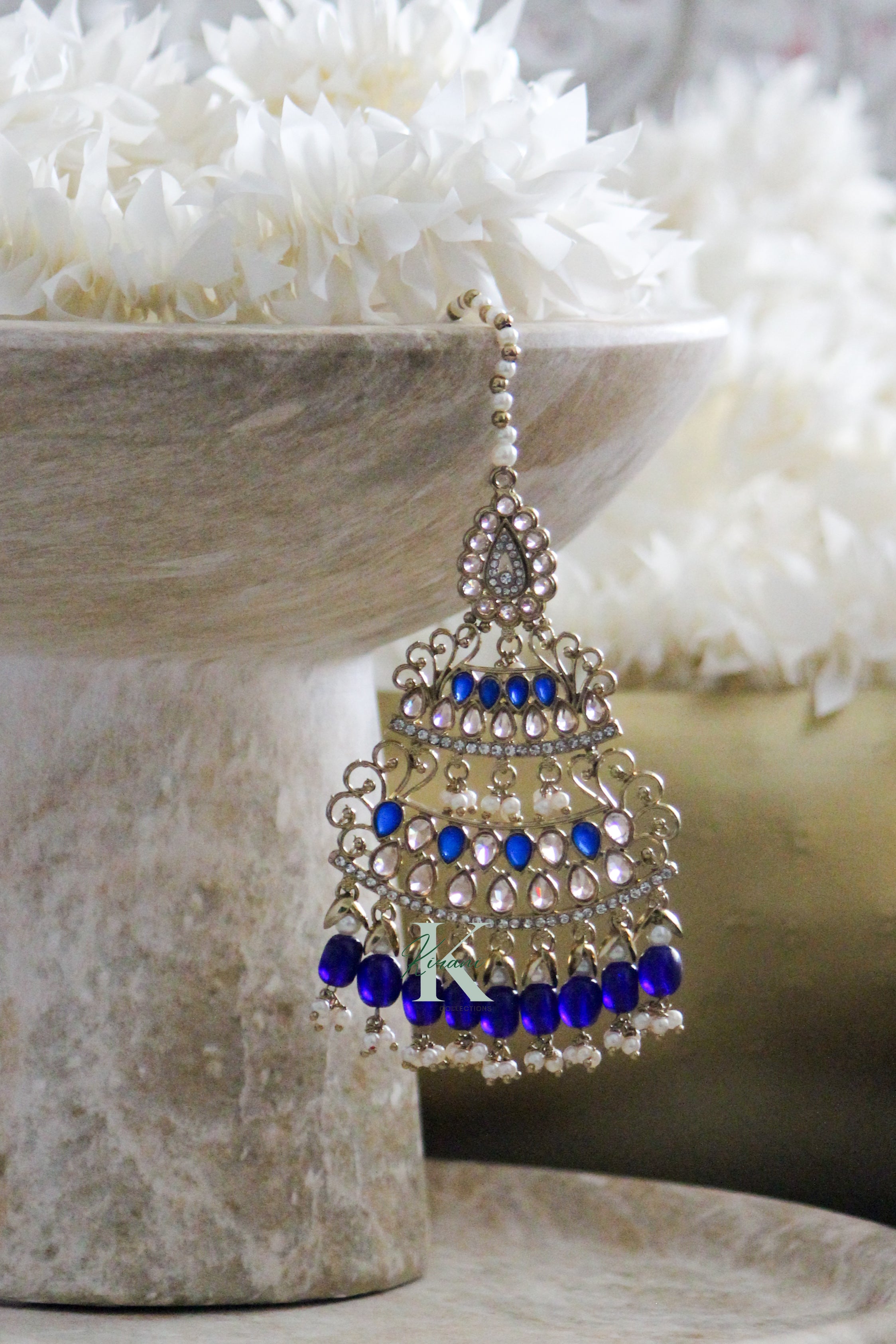 TINA Royal Blue Earrings and Mangtika