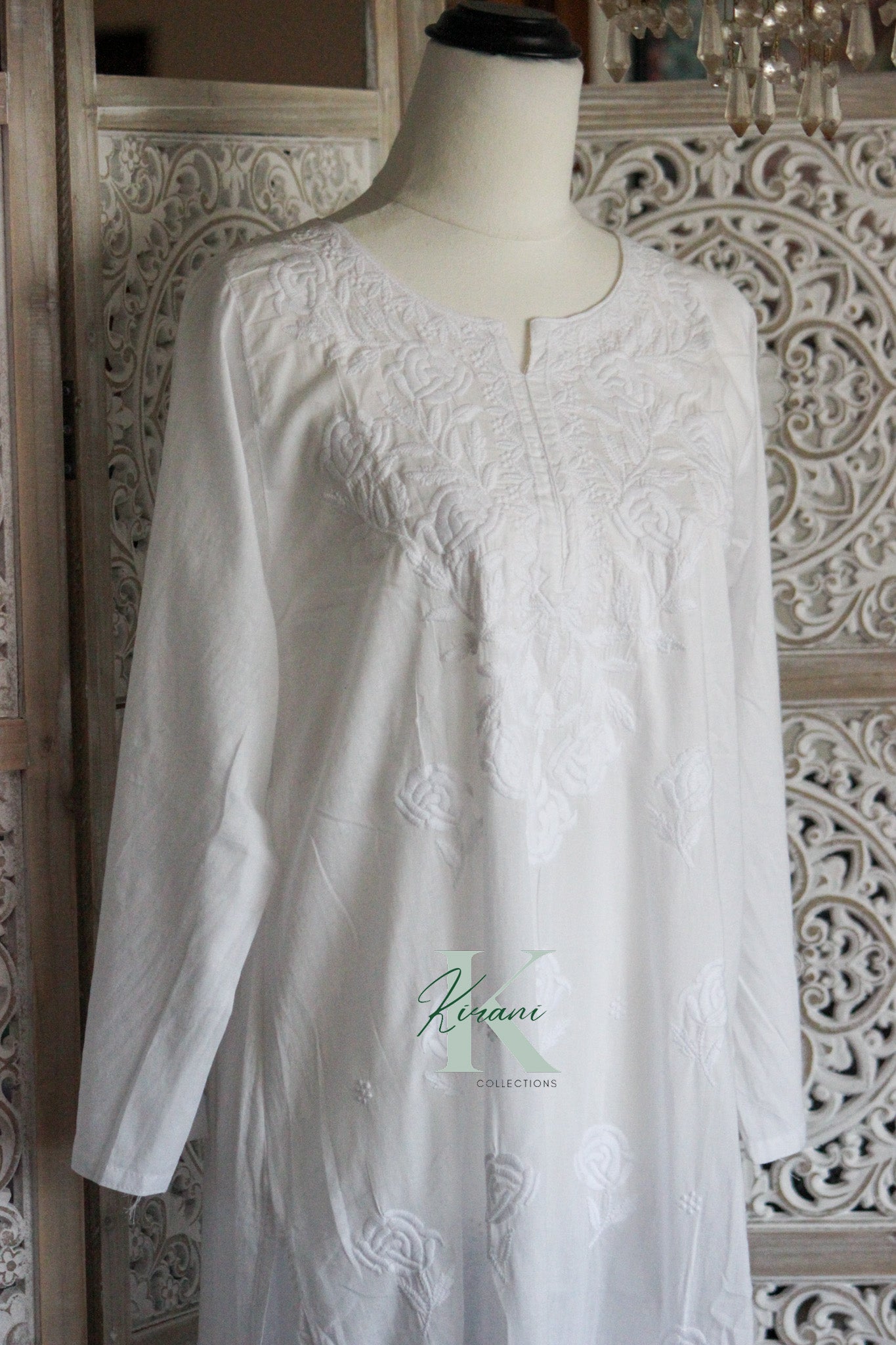 MONA White Cotton Kurta