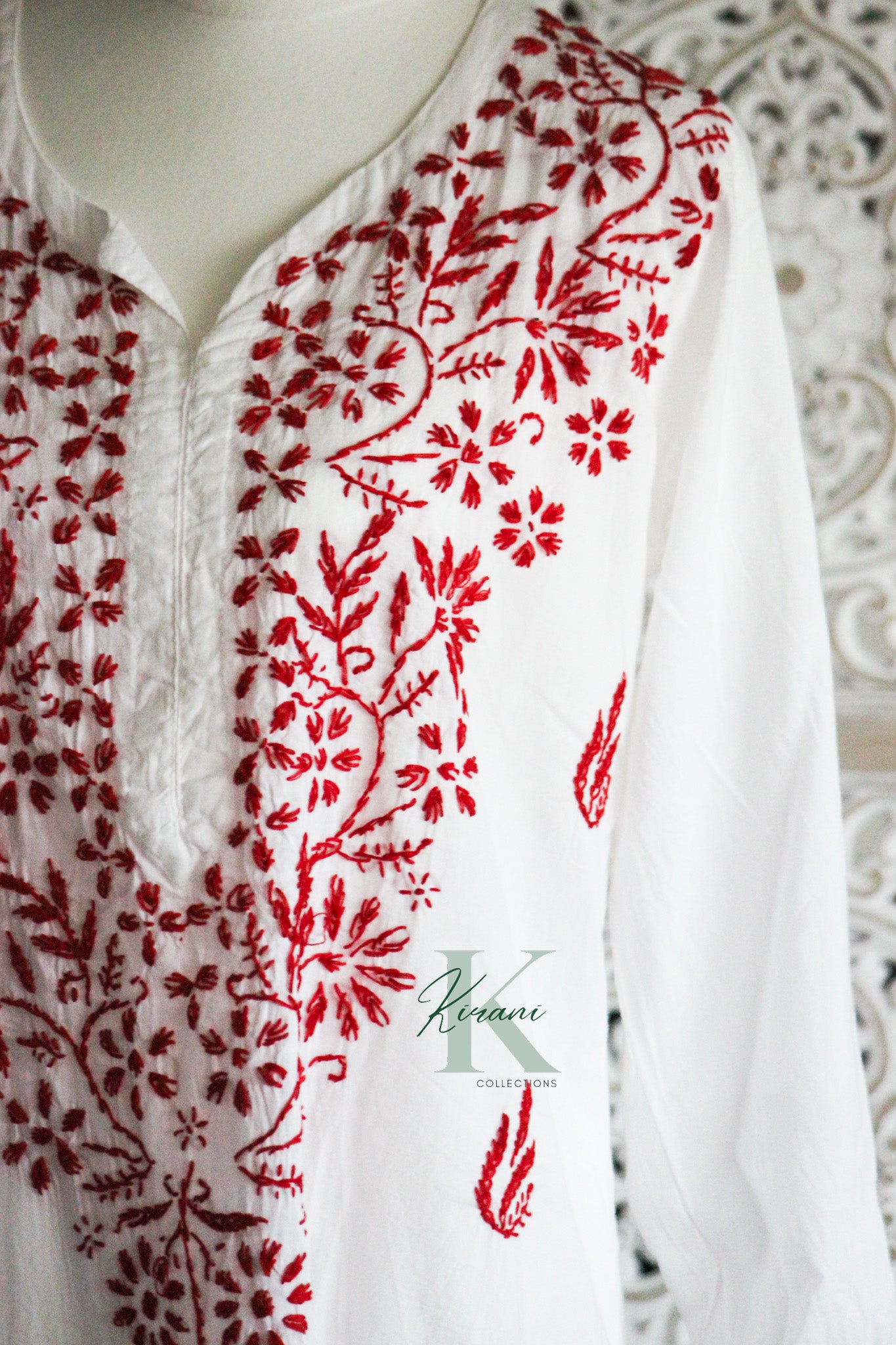 VANIKA Red Straight Cotton Kurta