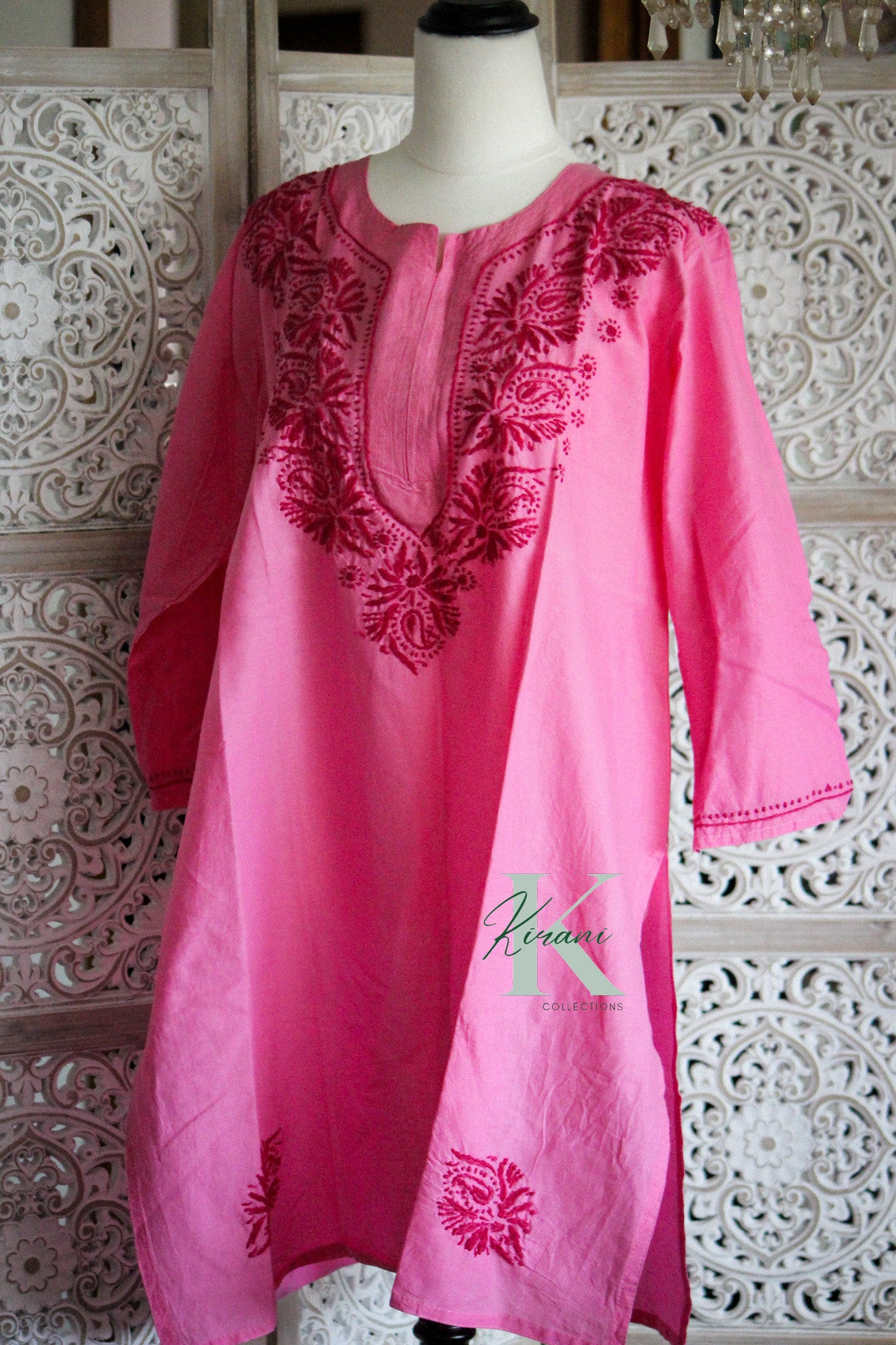 NEETA Pink Short Cotton Kurta