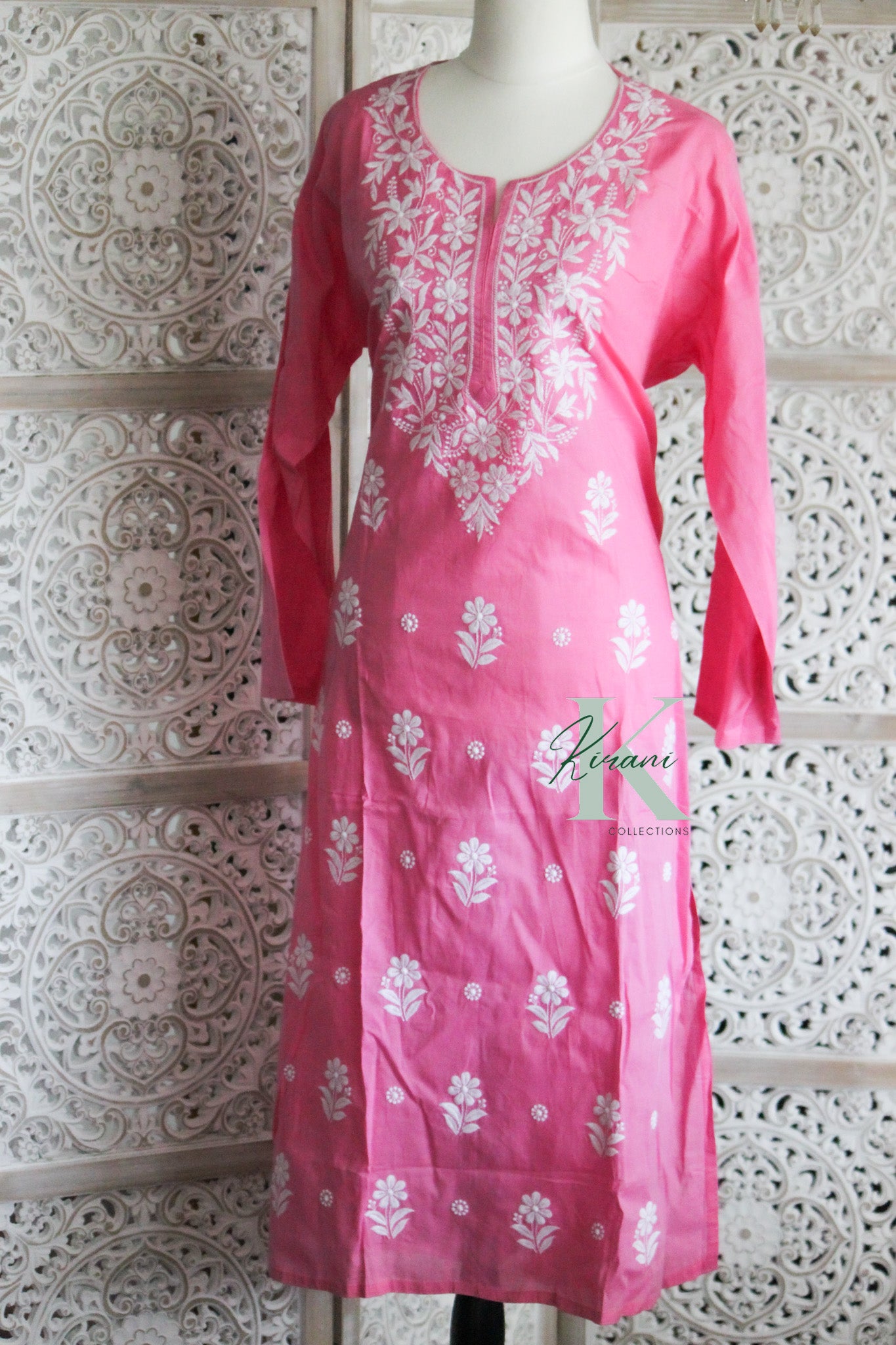 ZINA Pink Straight Cotton Kurta