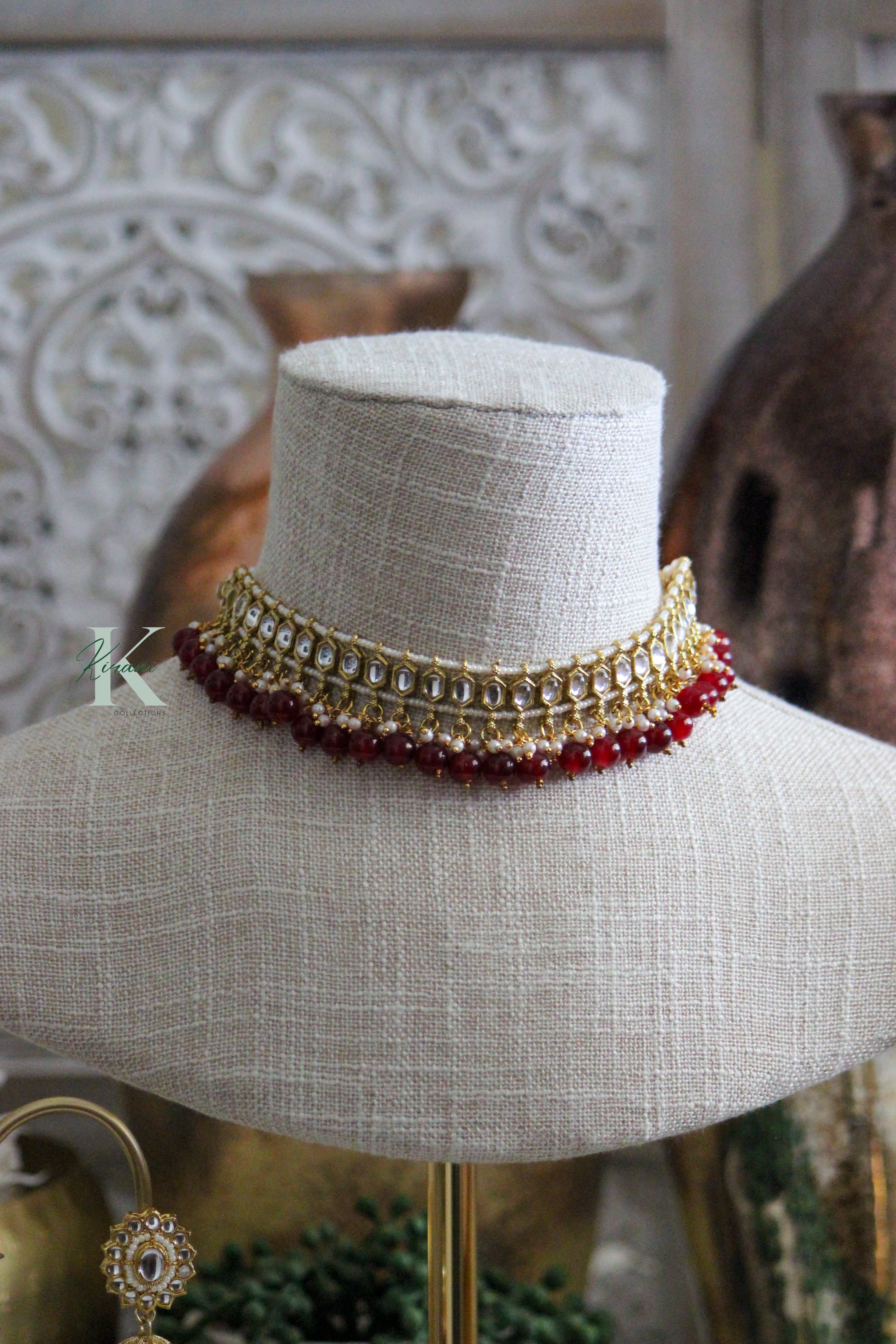 KALYANI - Maroon Kundan Necklace Set