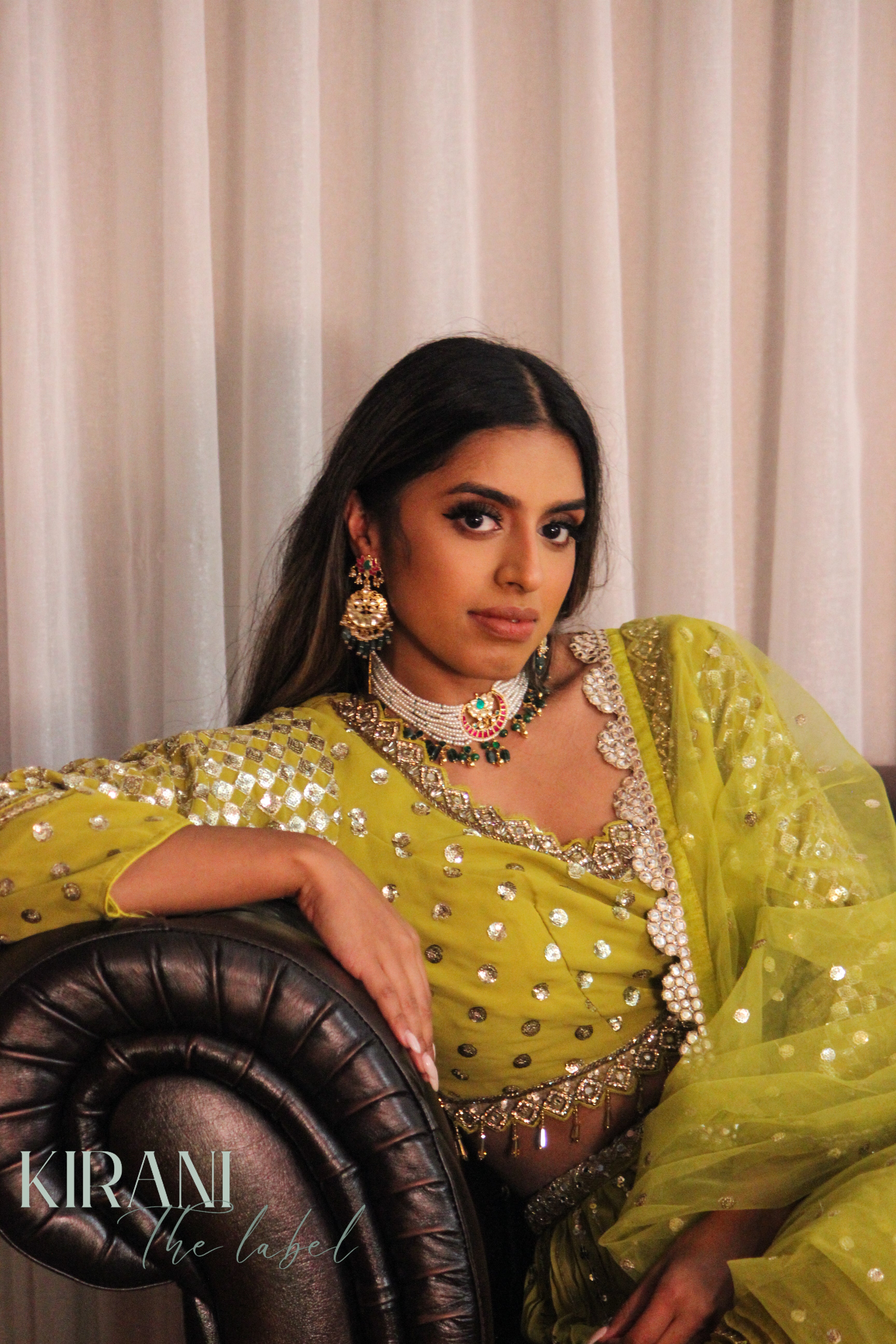 Nora Mehendi Green Lehenga