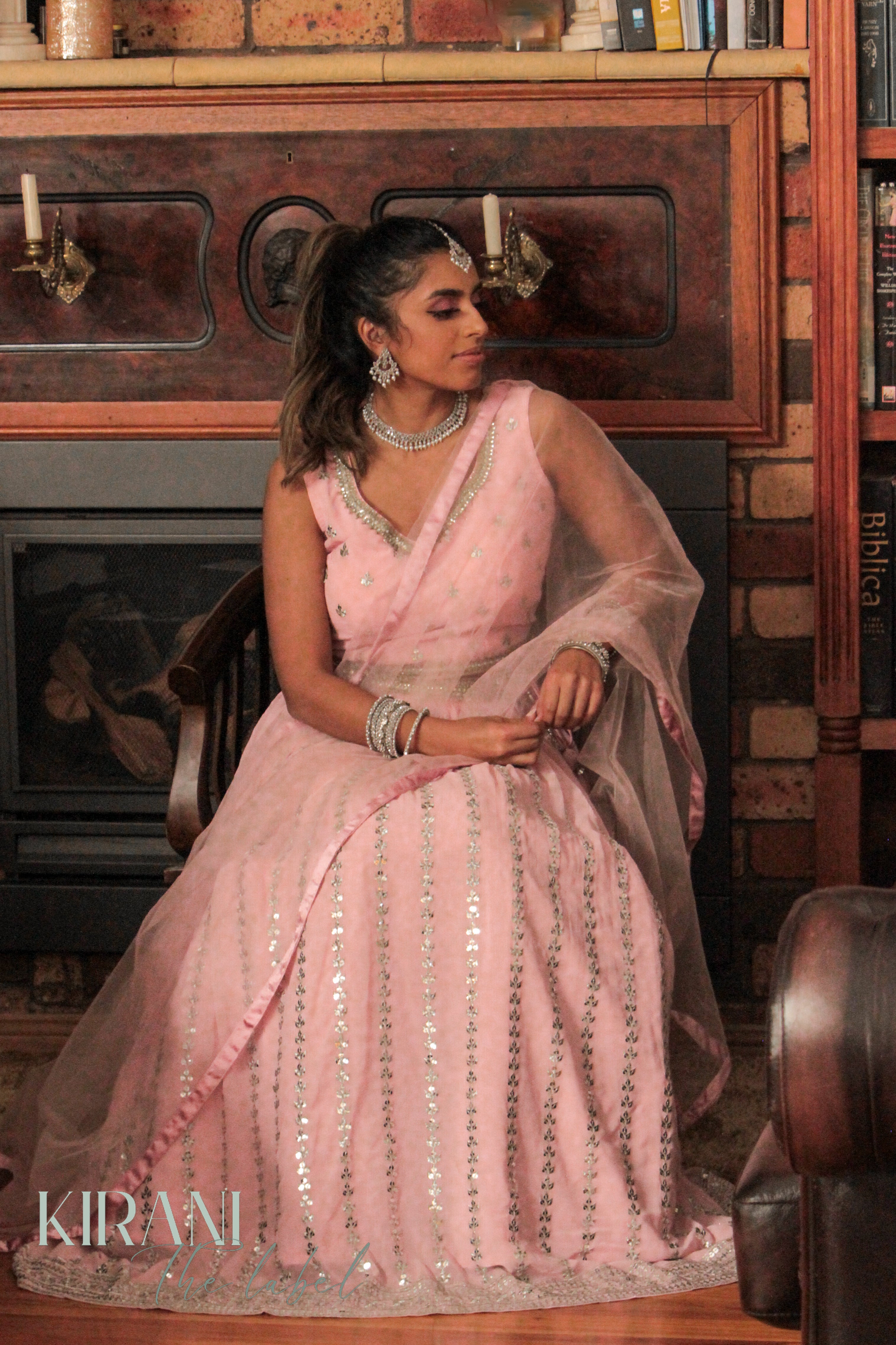 Candy Pink Lehenga with silver embellishments