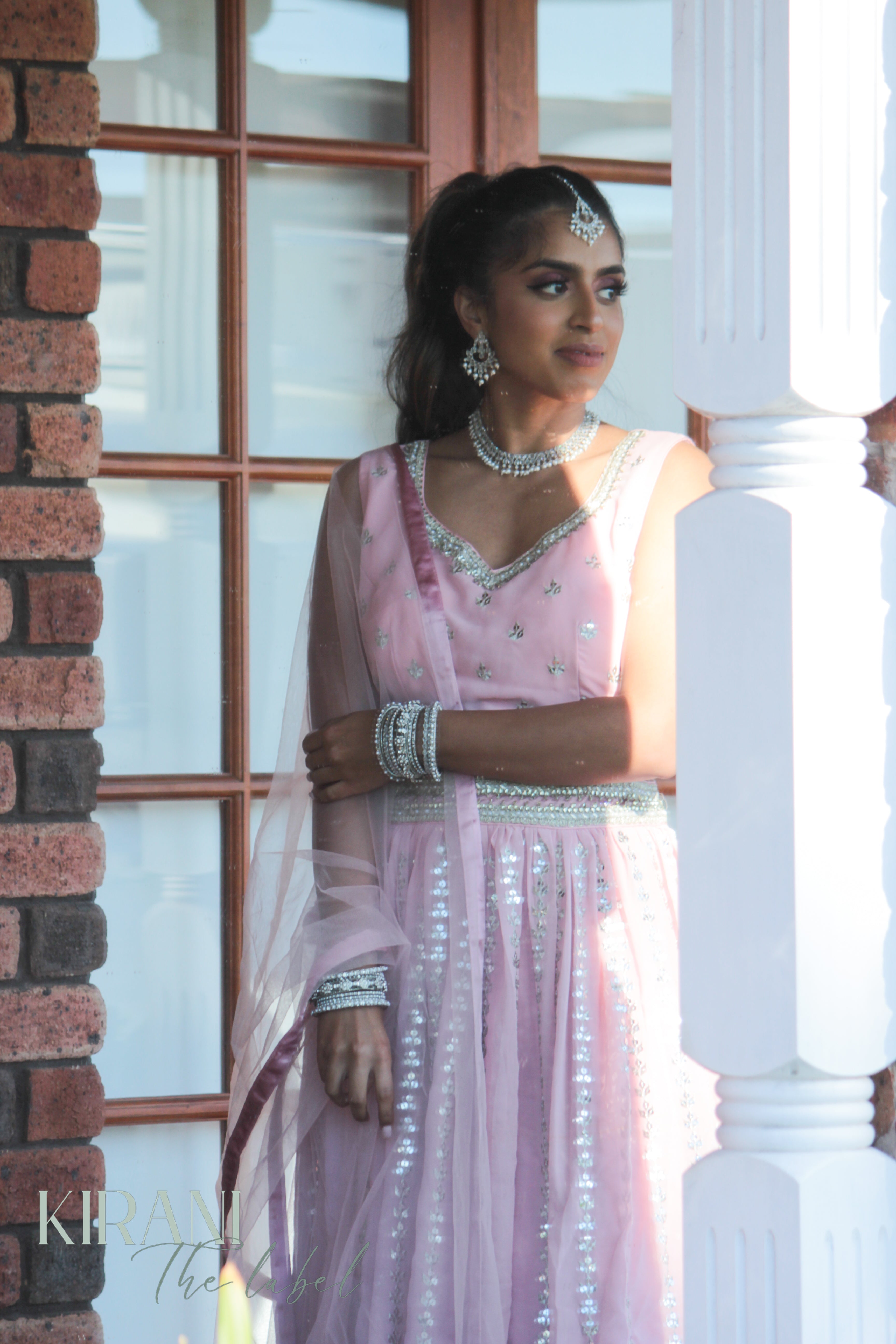 Candy Pink Lehenga with silver embellishments