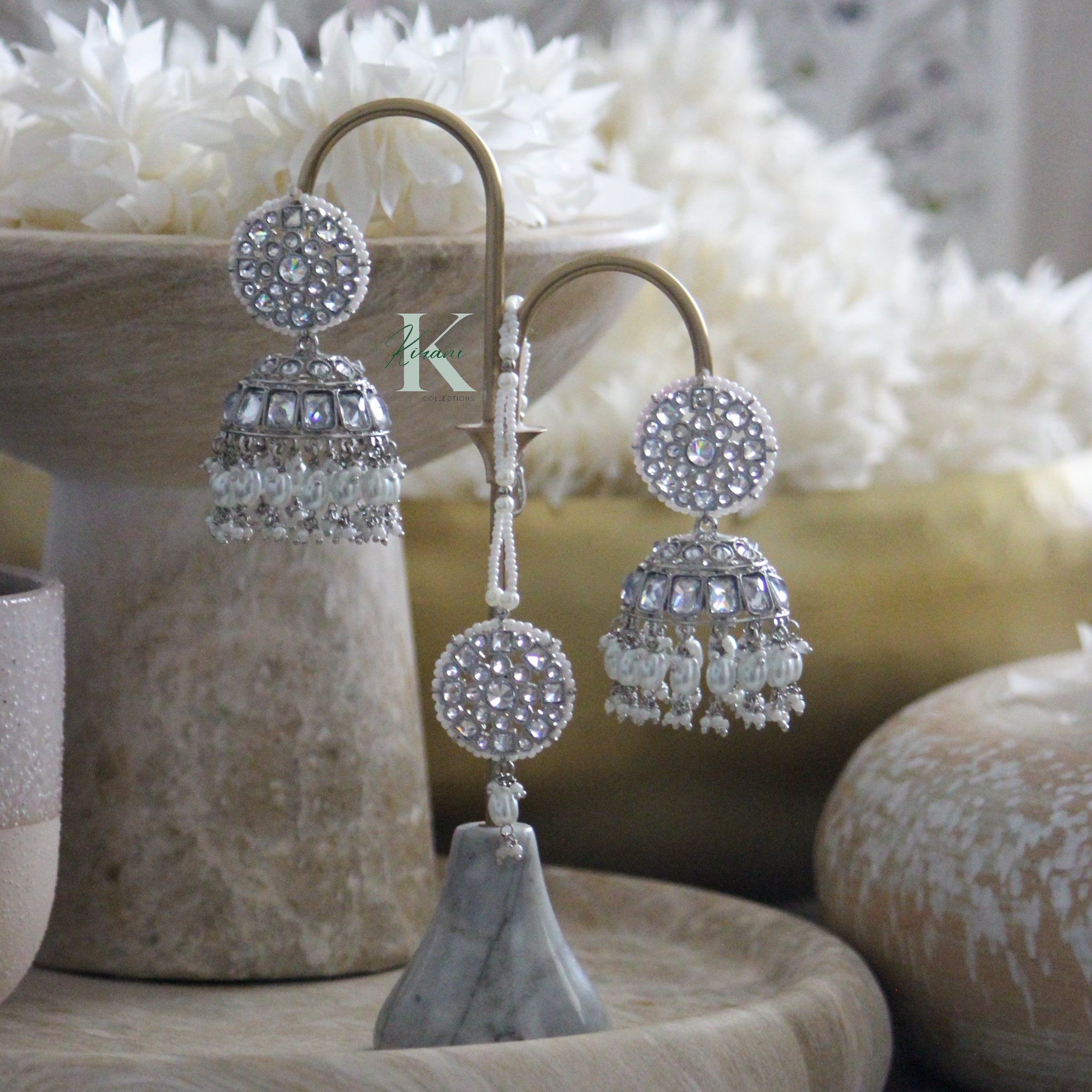 HALLIE - Silver Earring and Tikka Set