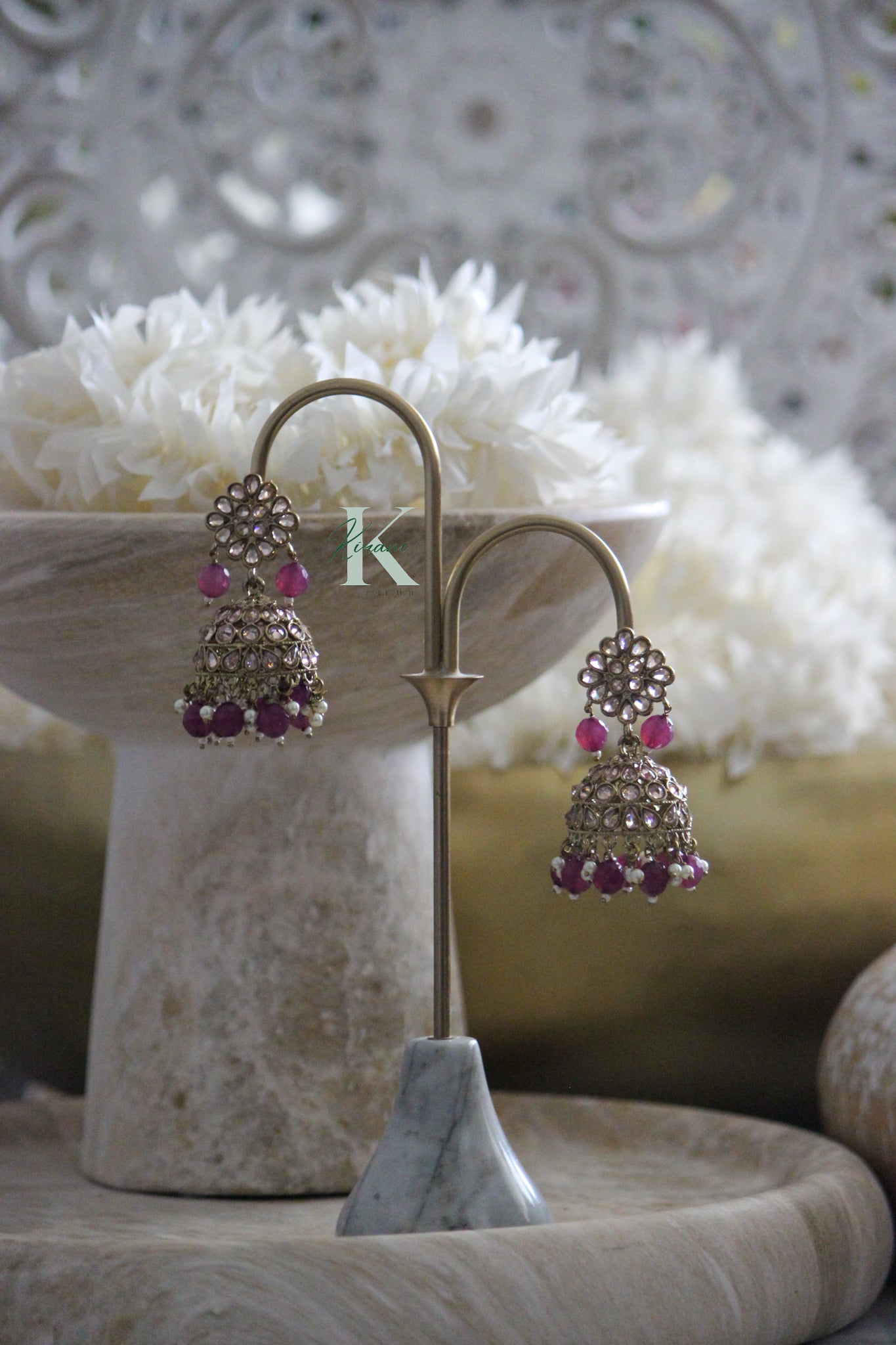 YANSHIKA - Purple Jhumki Earrings