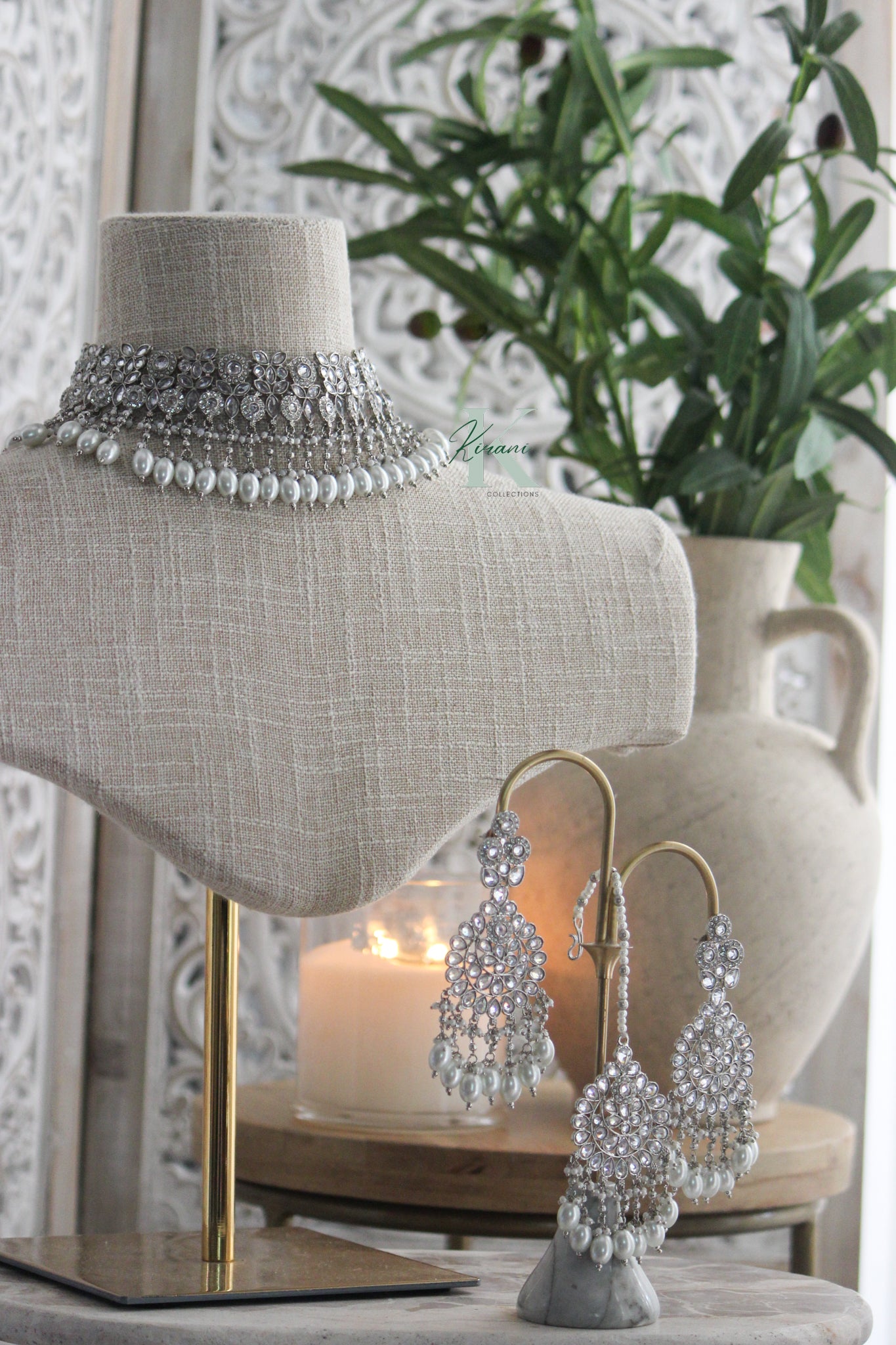 AMBER - Silver Necklace Set