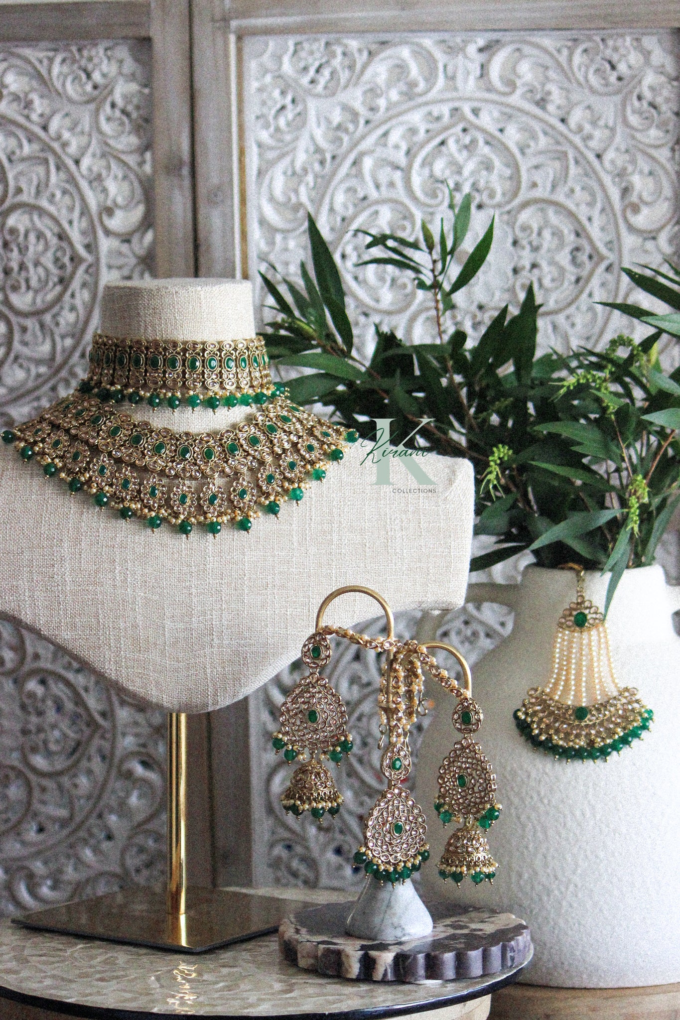 Green Bridal Necklace Emerald Green Jewellery Set AURELINE Emerald