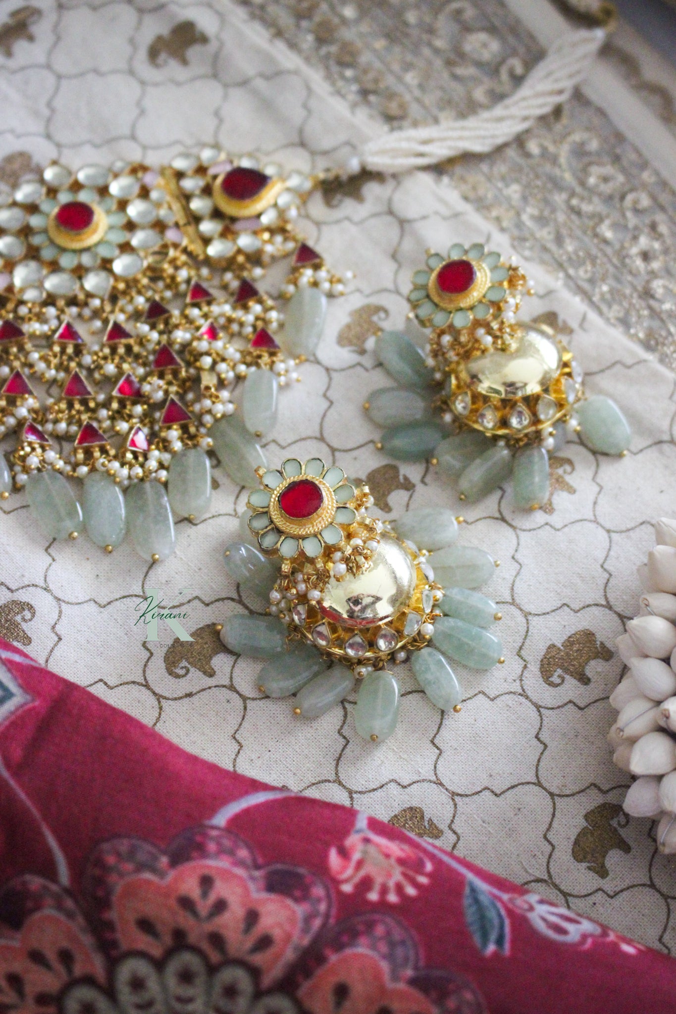 INDU - Pachi Kundan Necklace Set