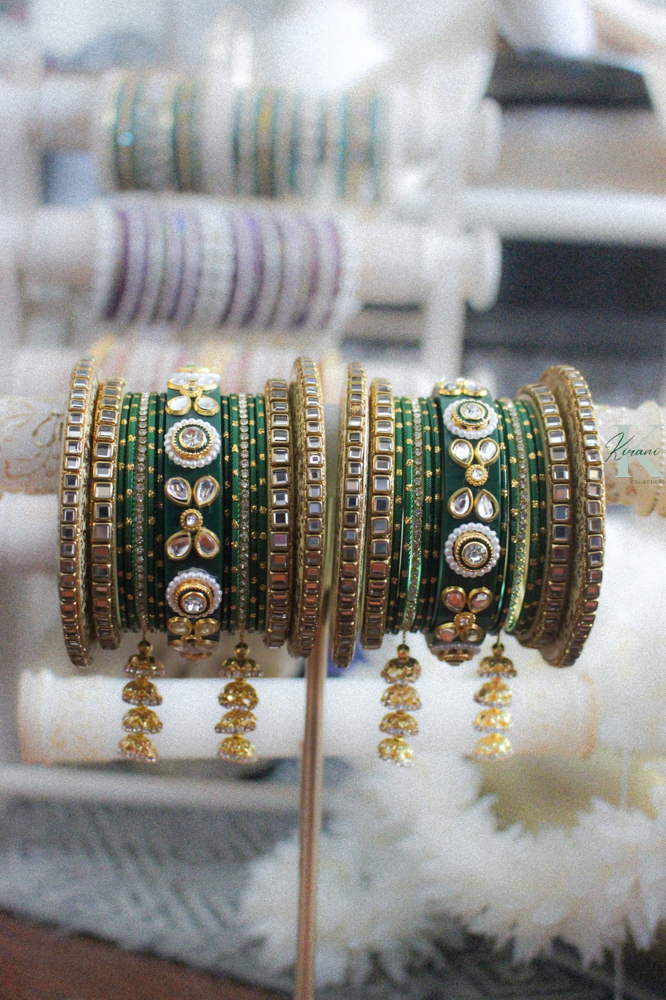 KASHNI - Emerald Green Bangle Set