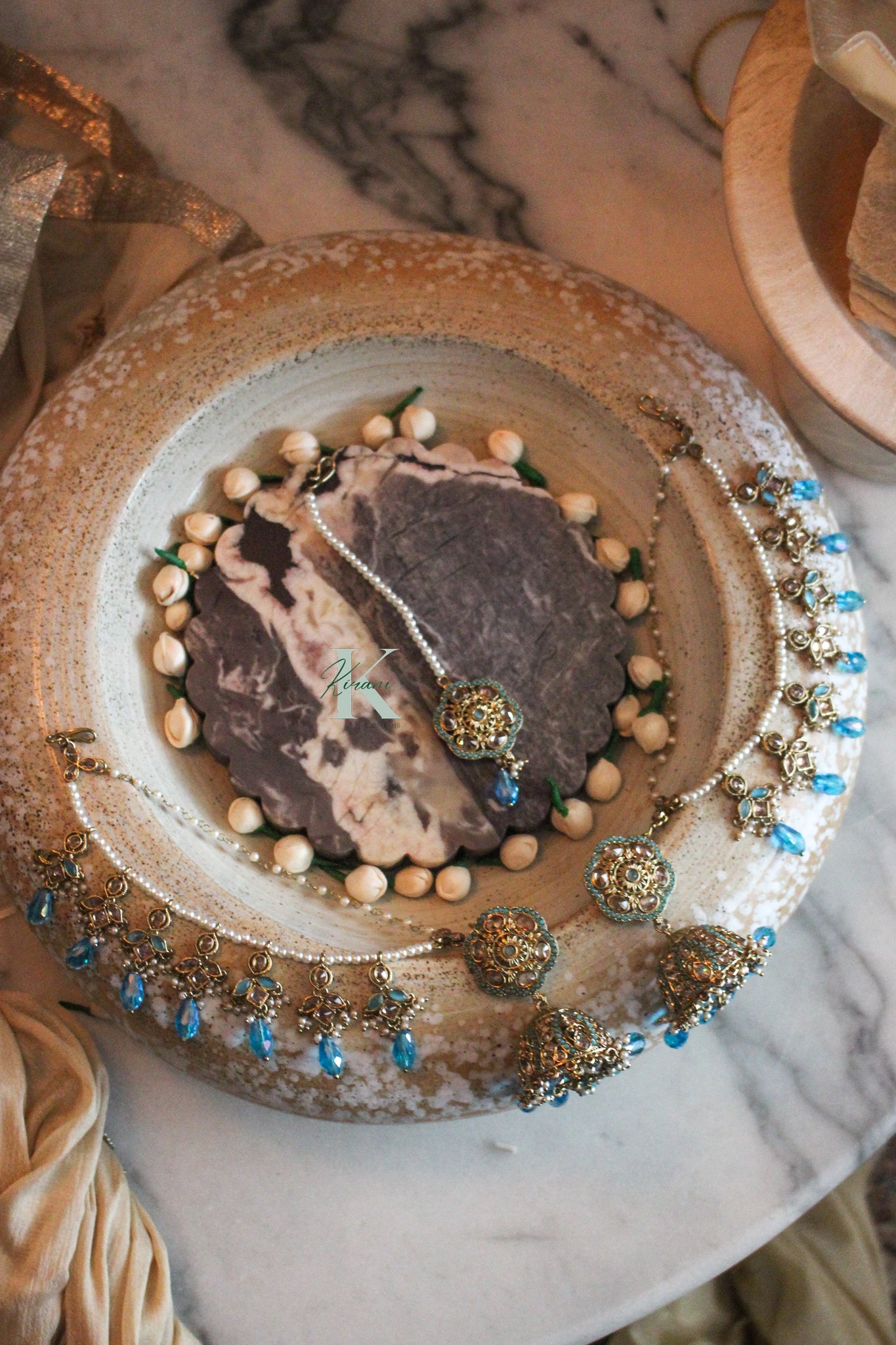 TARAH - Blue Earrings & Tikka Set