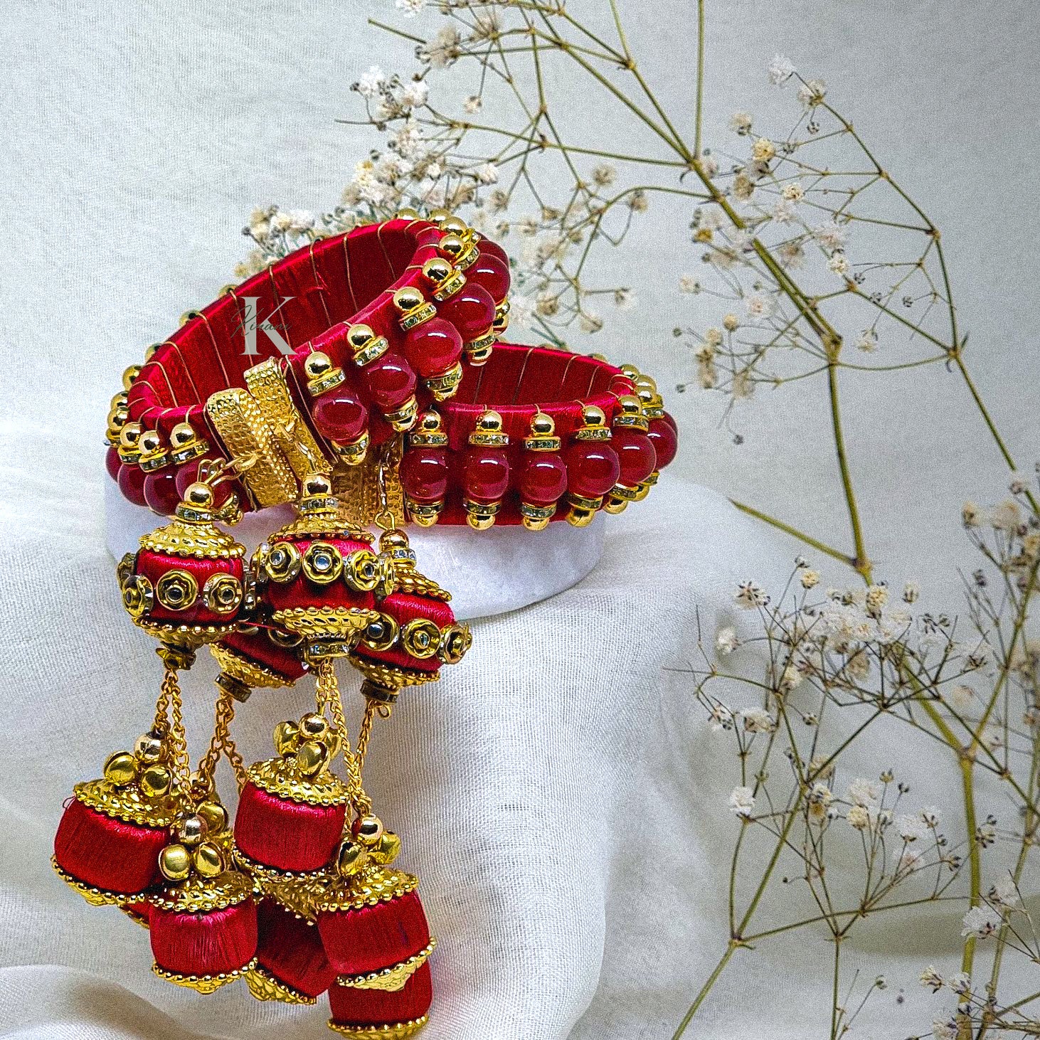 DEVIKA - (Set of 2 Pearl Bangle with Thread Latkan)