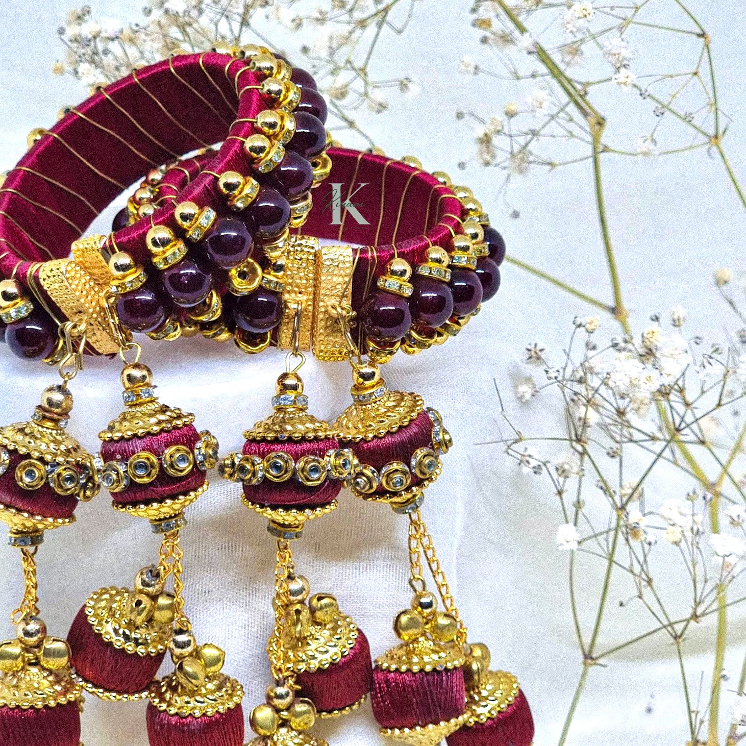 DEVIKA - (Set of 2 Pearl Bangle with Thread Latkan)