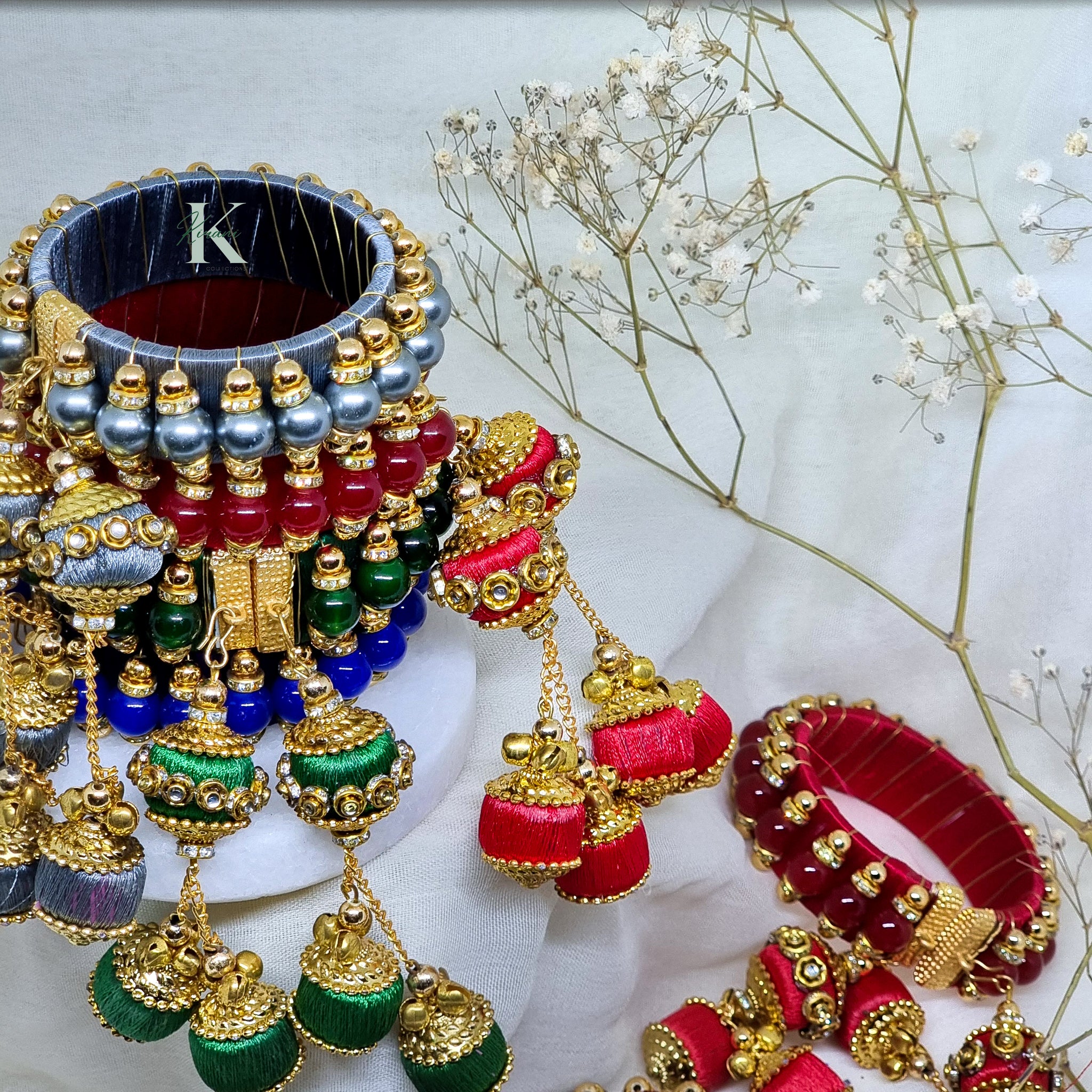 DEVIKA - (Set of 2 Pearl Bangle with Thread Latkan)