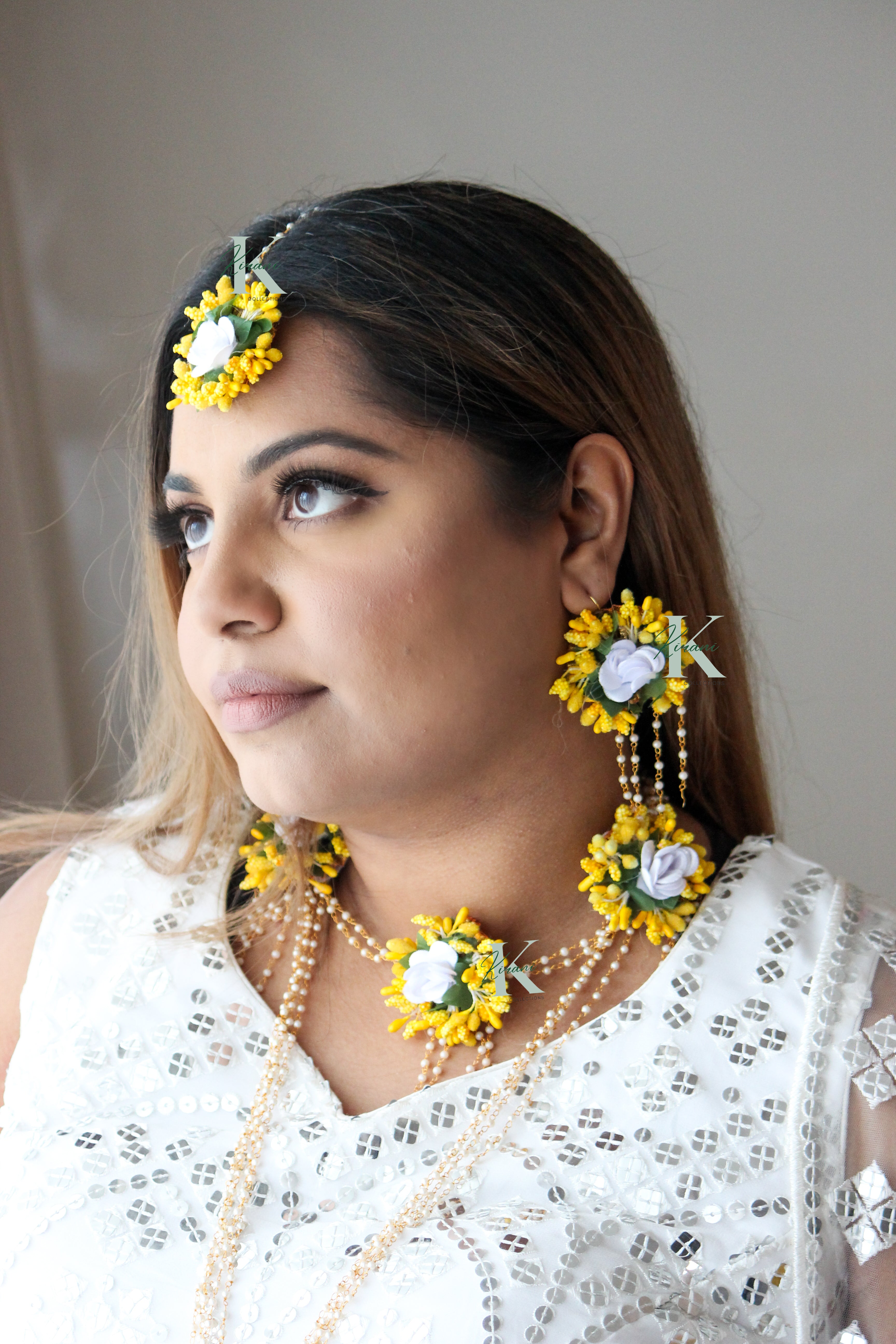 KESARIYA - (7 pc Flower Jewellery Set)