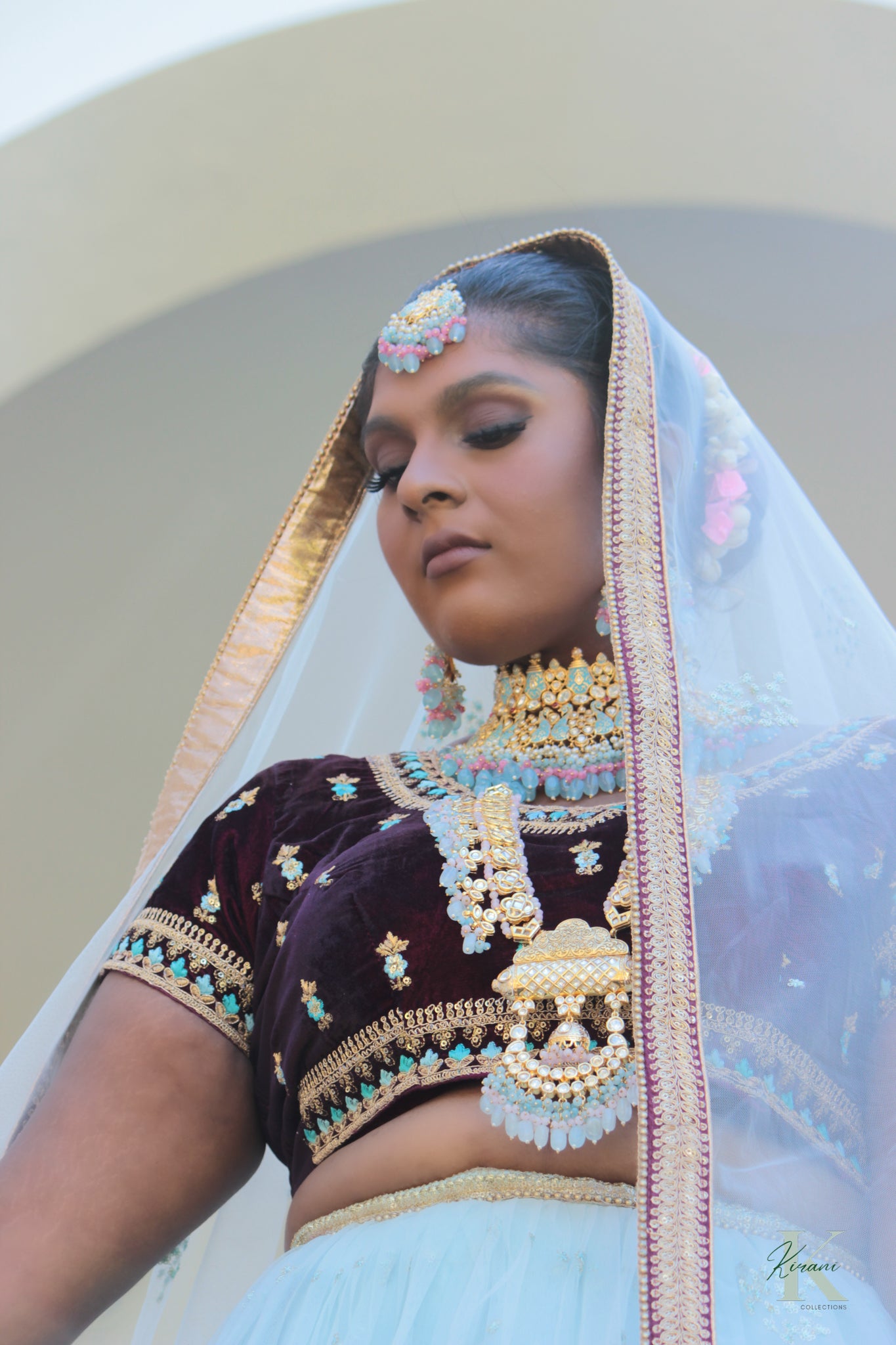 RANI - Powder Blue Choker and Pendant Set