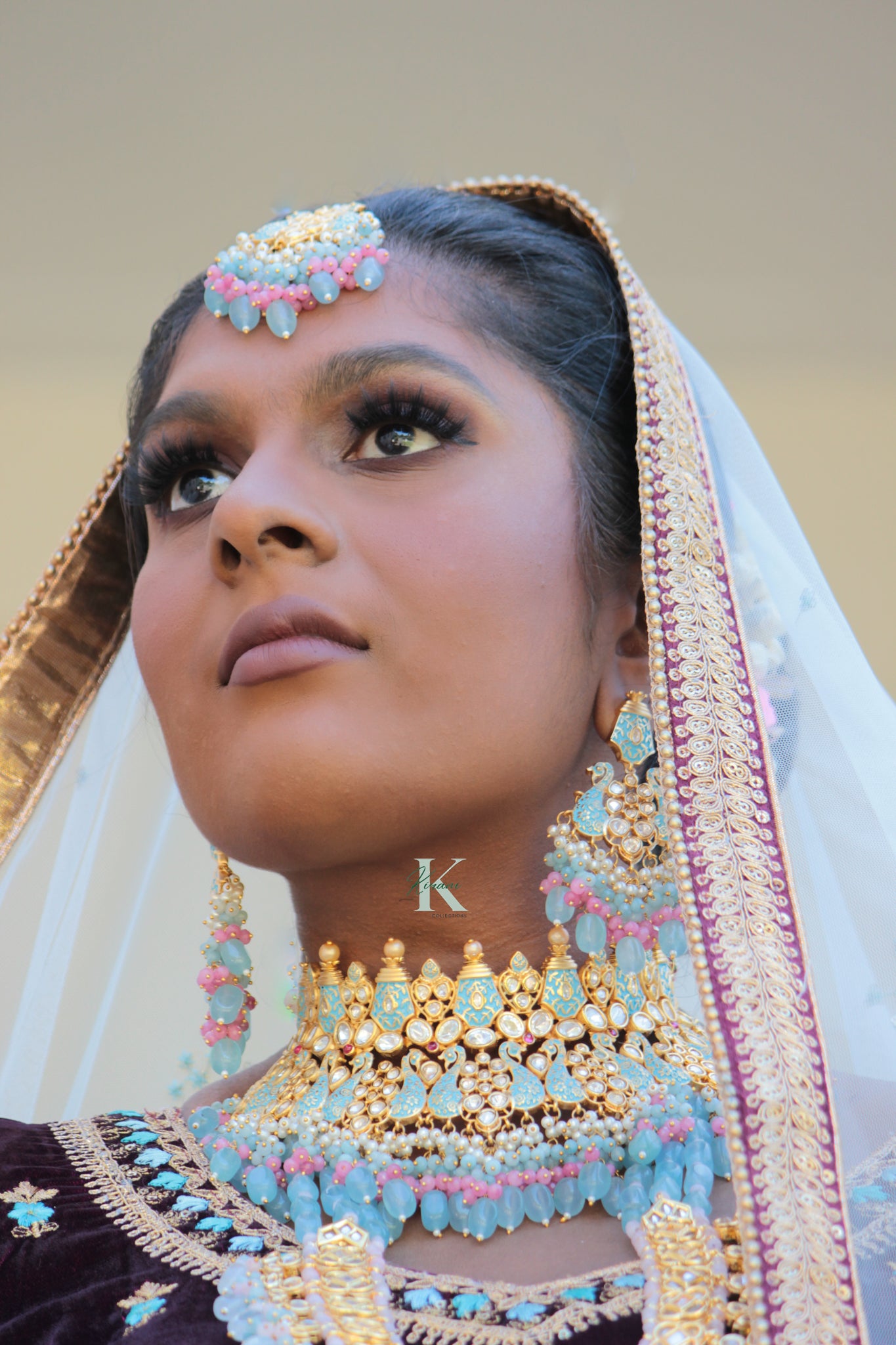 RANI - Powder Blue Choker and Pendant Set