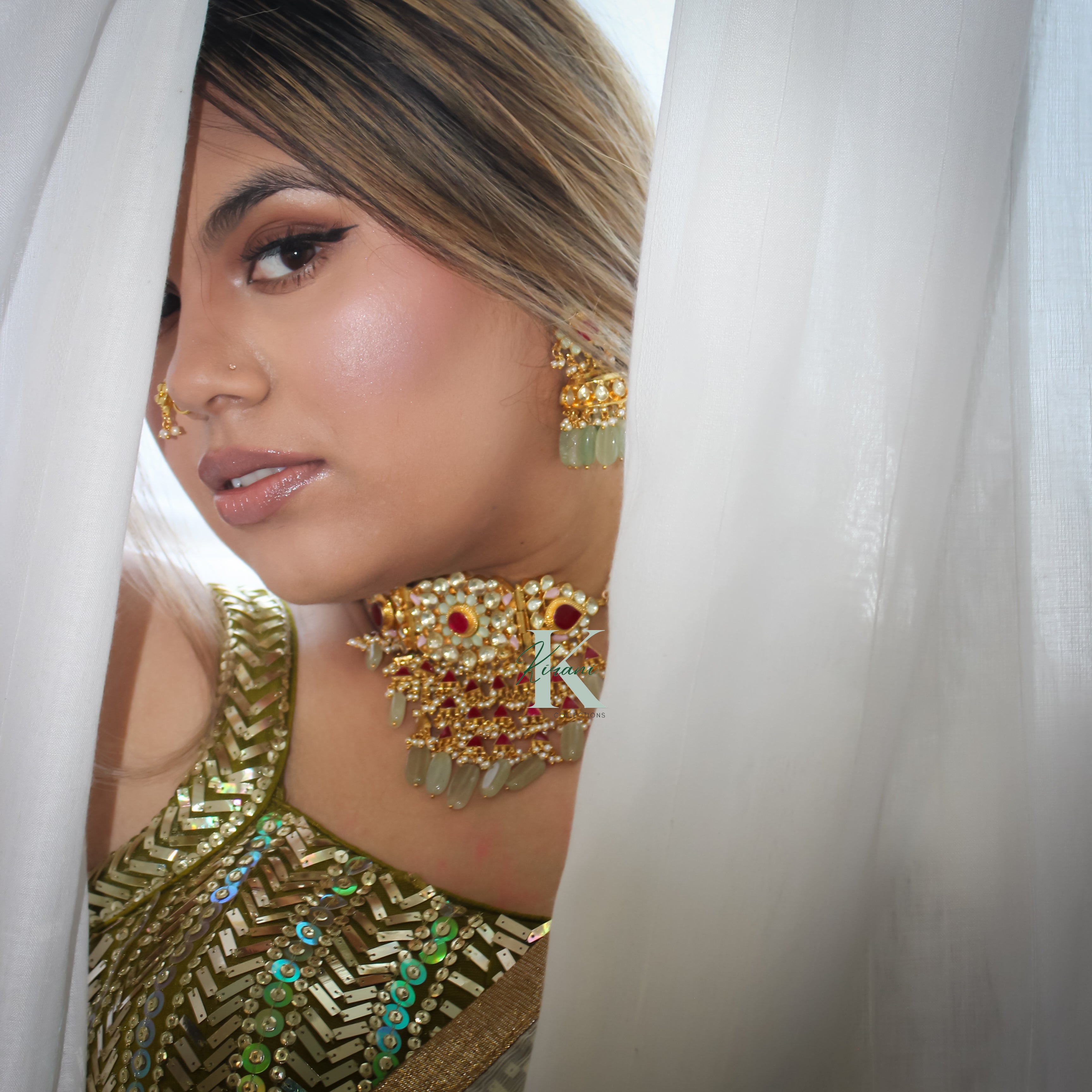 INDU - Pachi Kundan Necklace Set