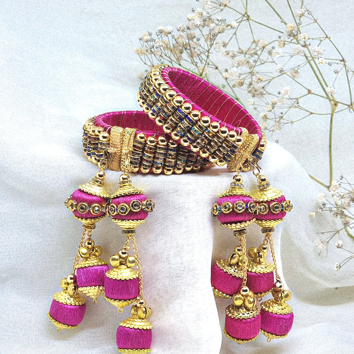 DEVINA - (Set of 2 Multi Bangle with Thread Latkan)