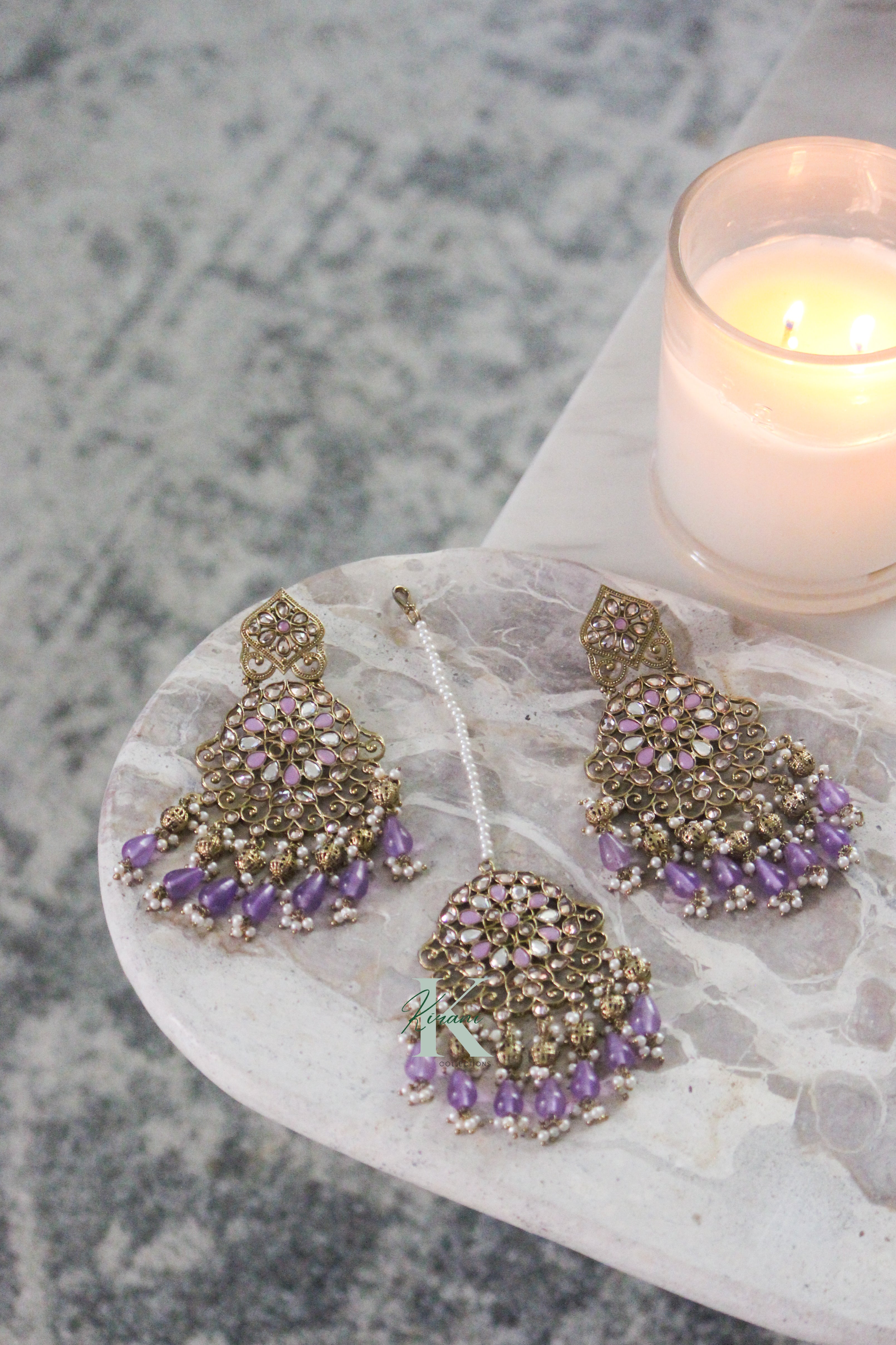 TULIKA Purple Earrings and Mangtika