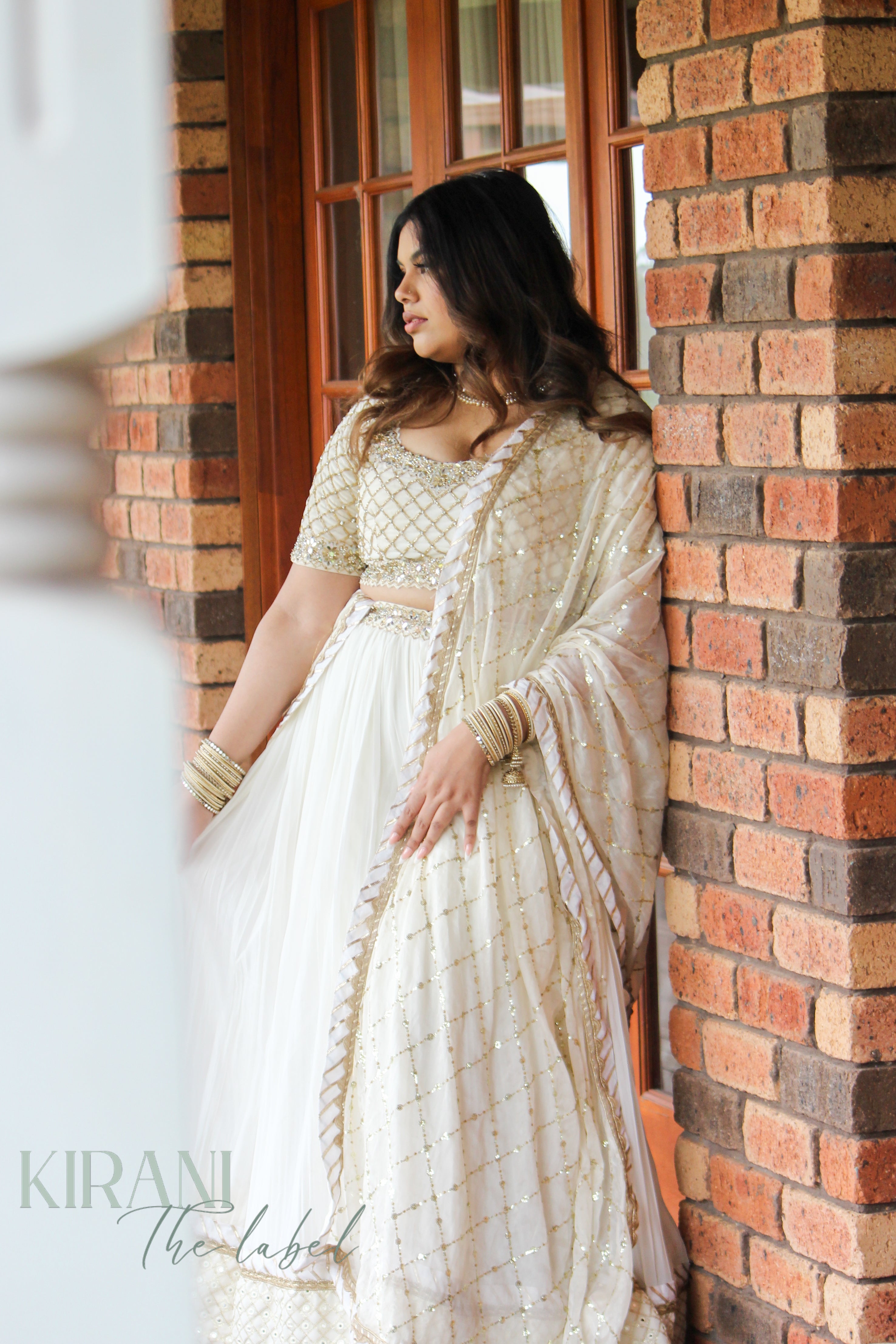 Pari - White lehenga with mirror-work blouse