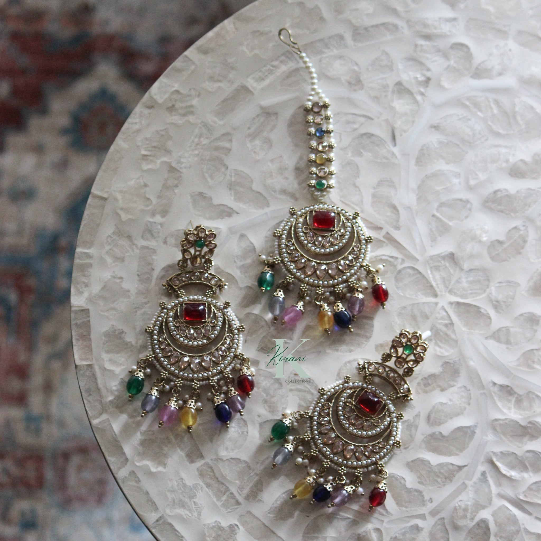 ISLA - Multicoloured Earrings & Tikka Set