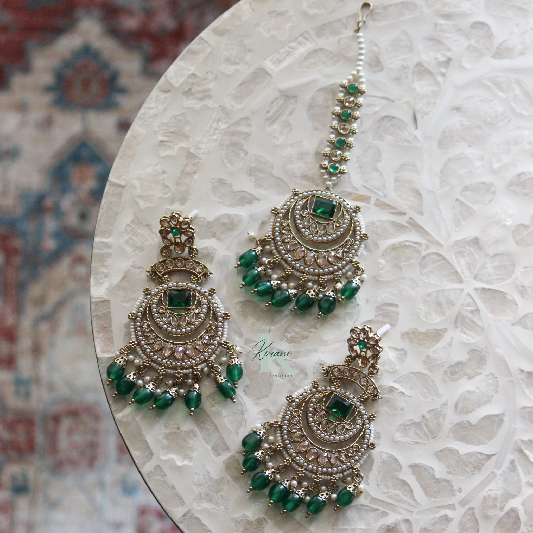 ISLA - Green Earrings & Tikka Set