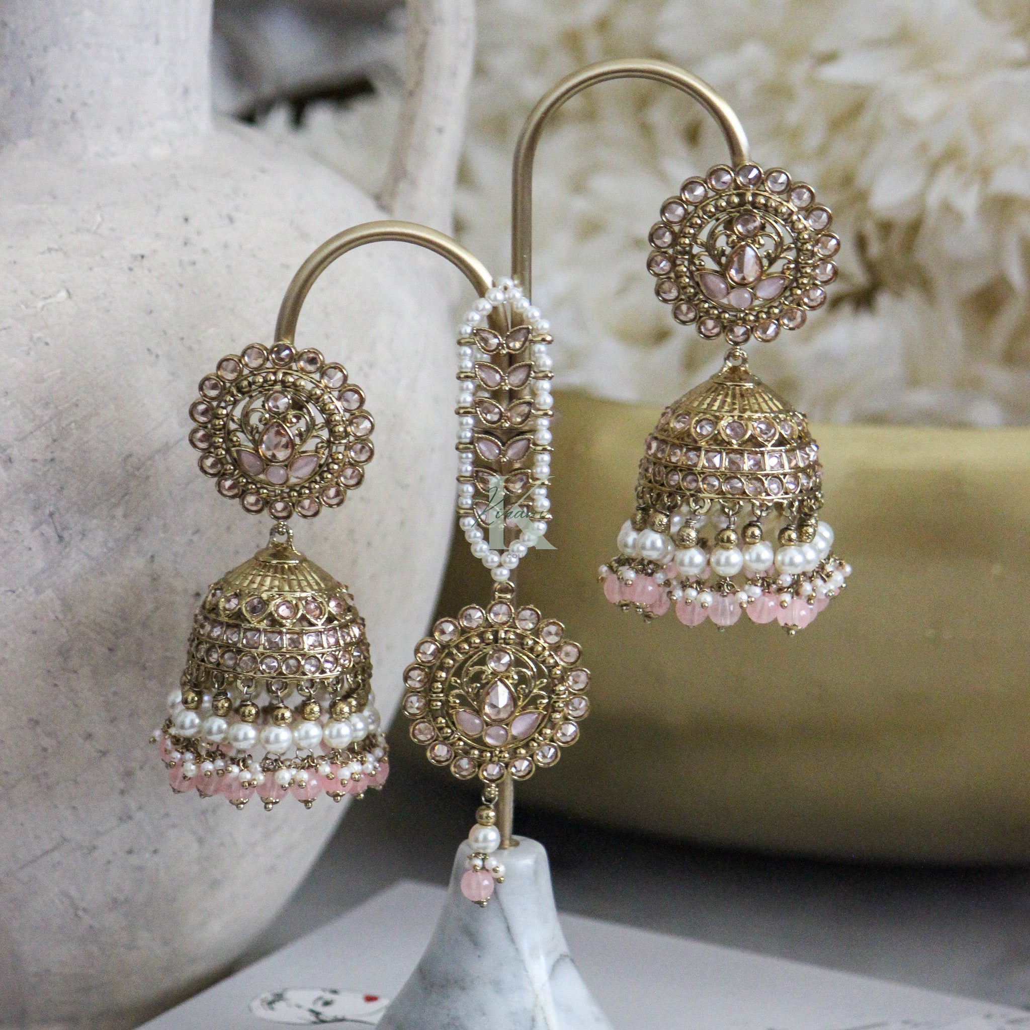 BHUMI Pink Earring and Tika Set