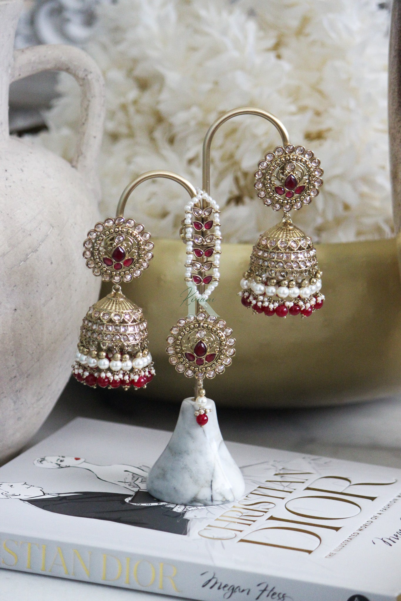 BHUMI Red Earring and Tika Set