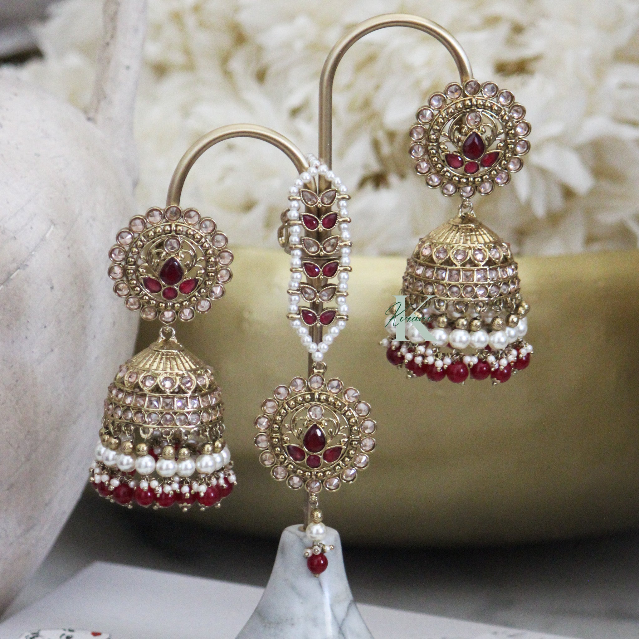BHUMI Red Earring and Tika Set