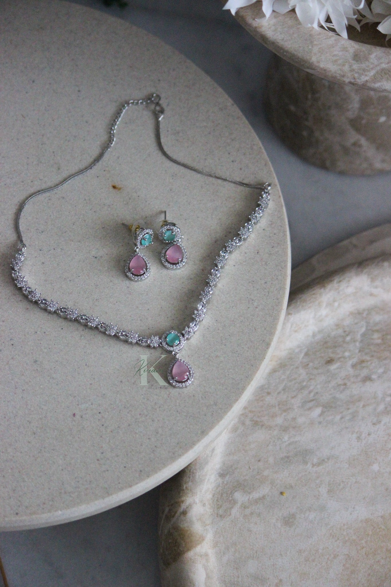 ZURI Pink and Blue Necklace set