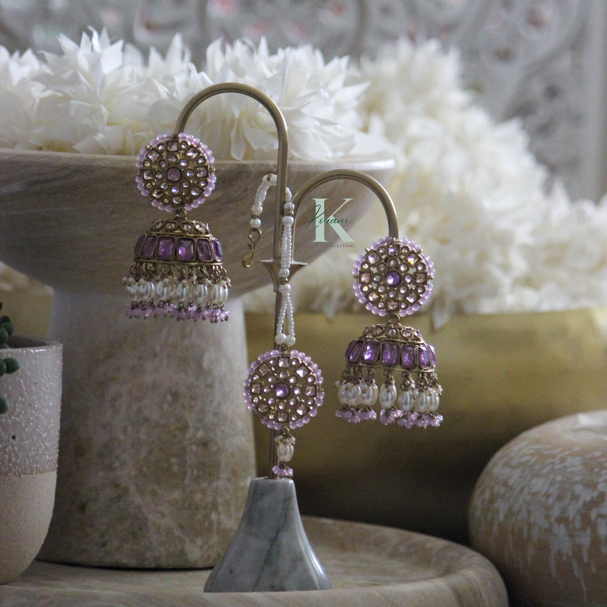 HALLIE - Lilac Earring and Tikka Set
