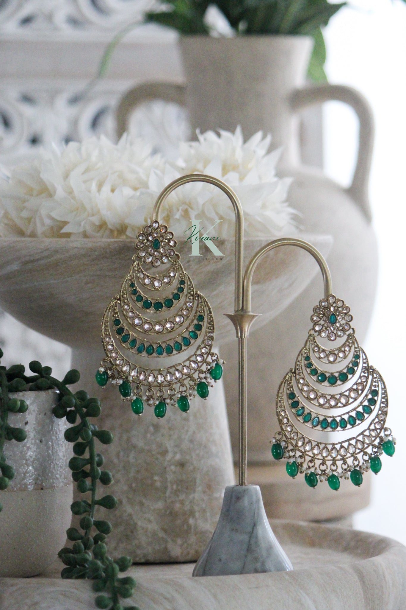 ANISHA - Green Statement Earrings