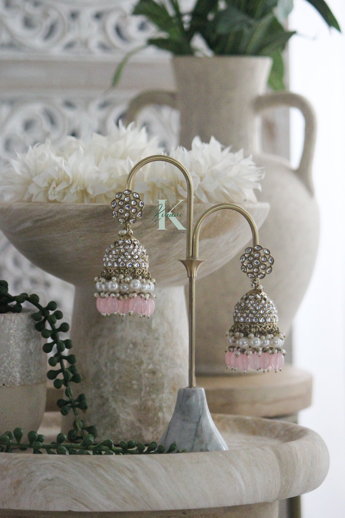 MONISHA - Patel Pink Jhumki Earrings