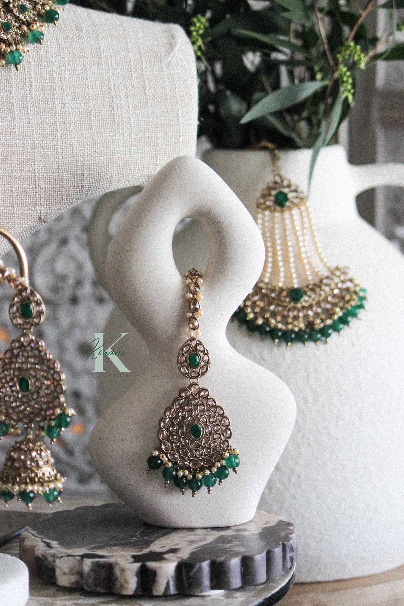 AURELINE - Emerald Green Bridal Set