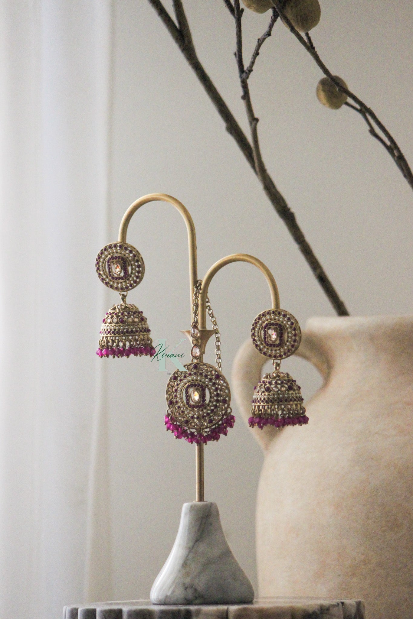 TANI Purple Earrings Mangtika