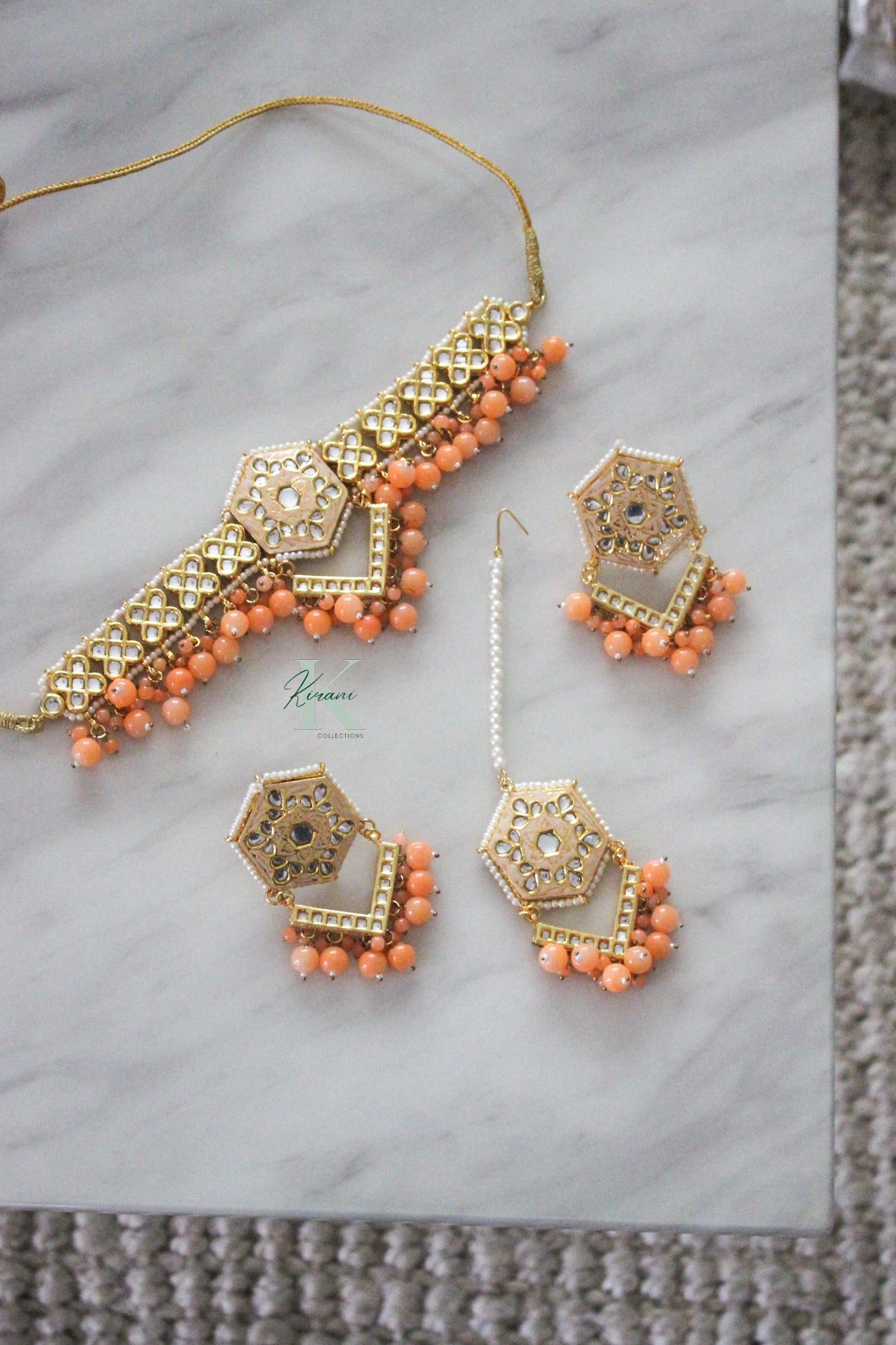 GAURI - Peach Necklace Set