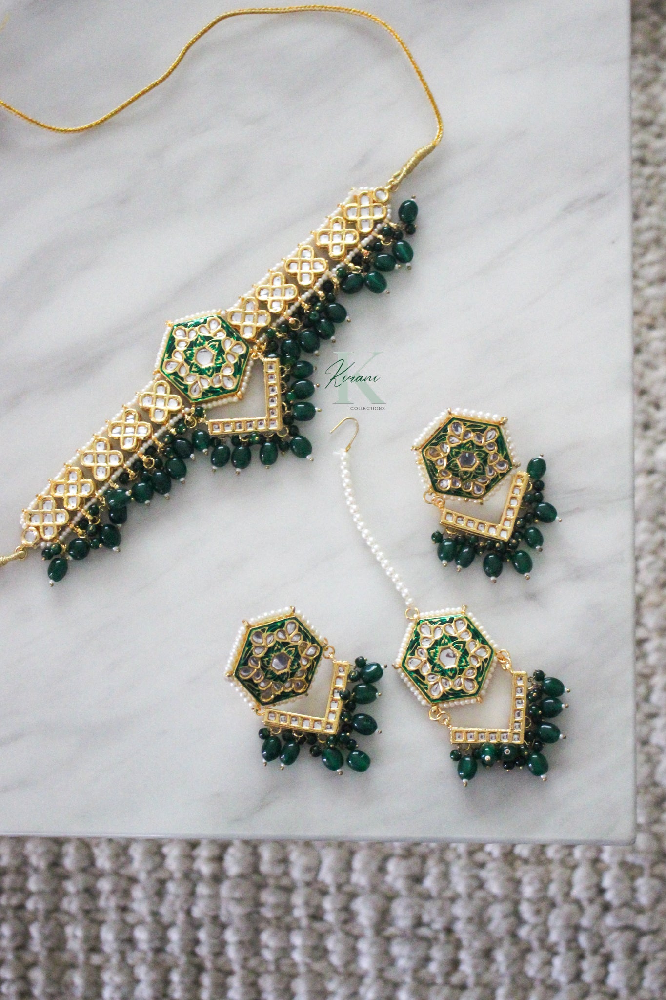 GAURI - Emerald Green Necklace Set