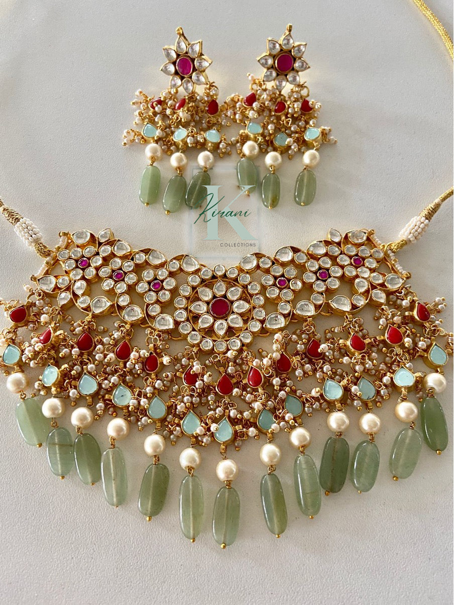KAMALA - Pachi Kundan Necklace Set